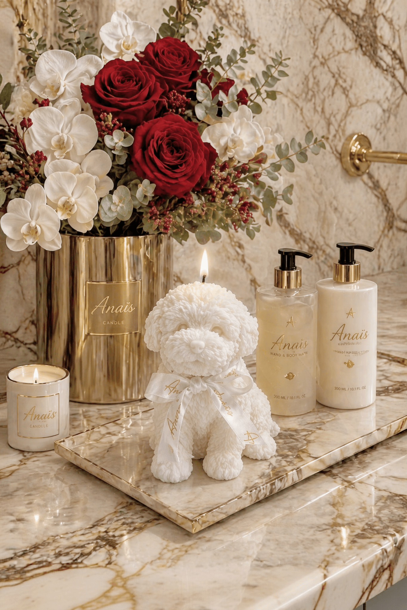 Anaïs Puppy Candle in White