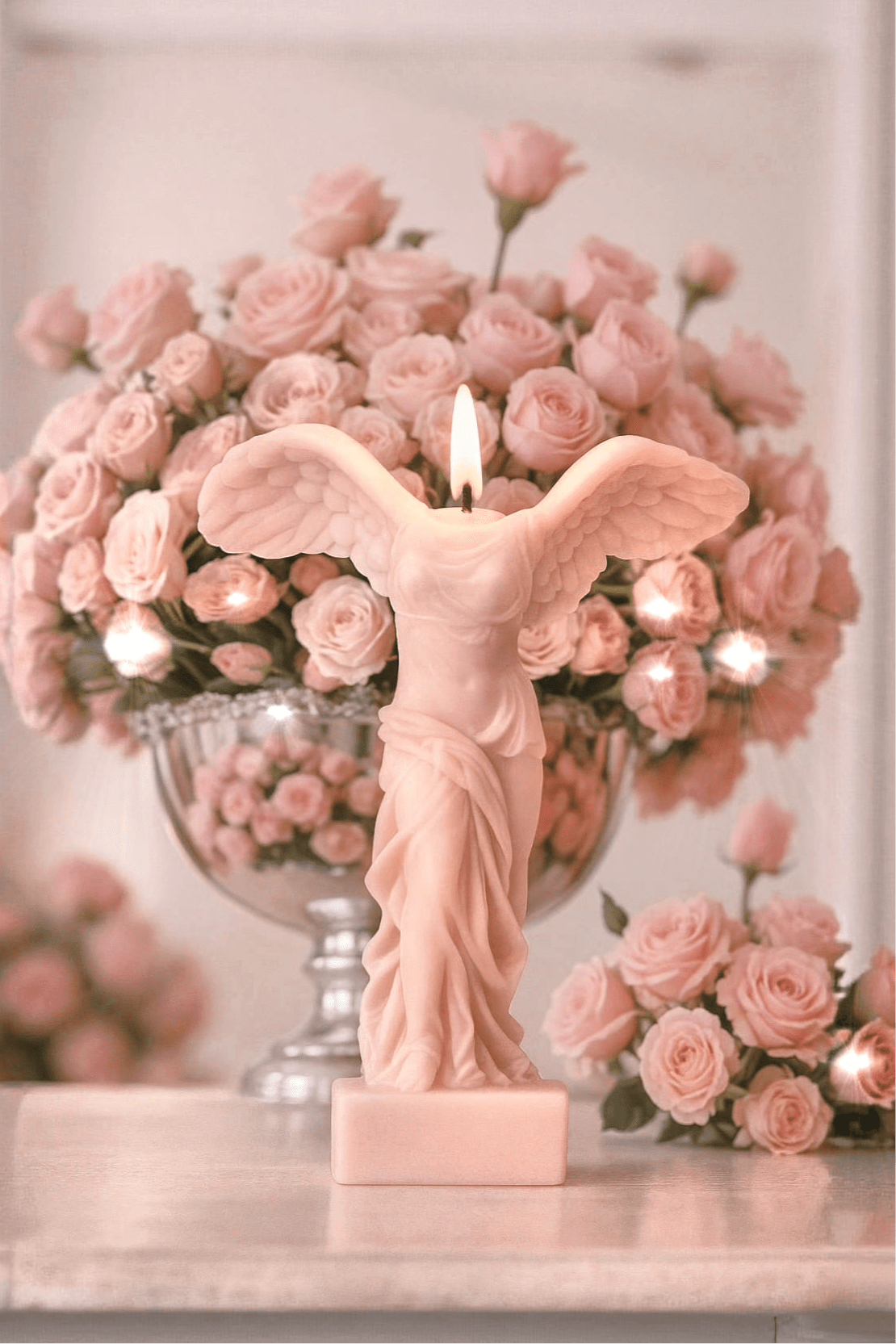 Winged Victory Candle in French Rose