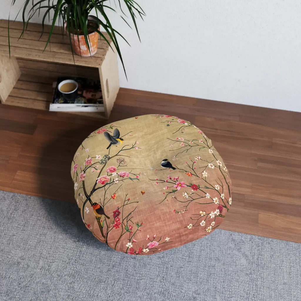 Spring Blossom Birds Floor Pillow