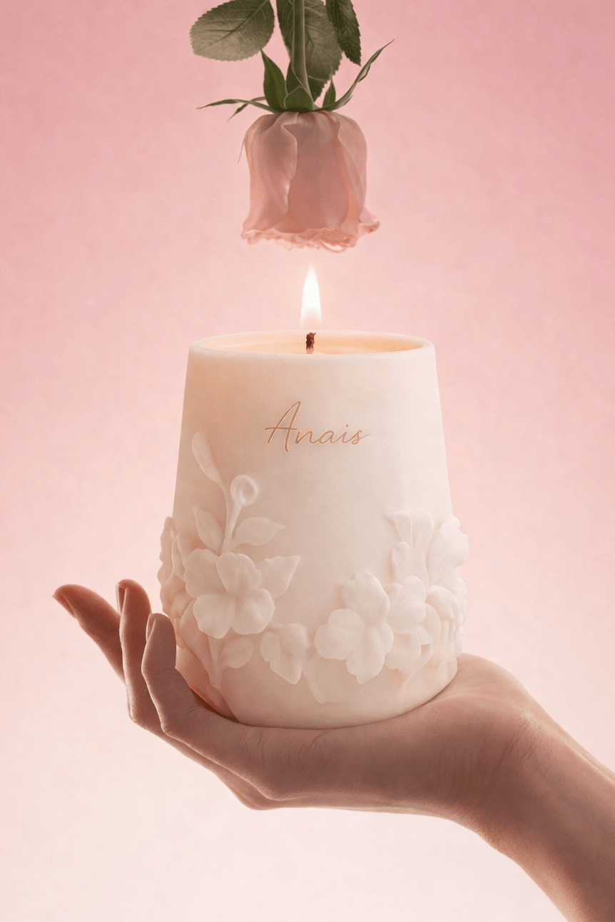 Embossed Floral Candle