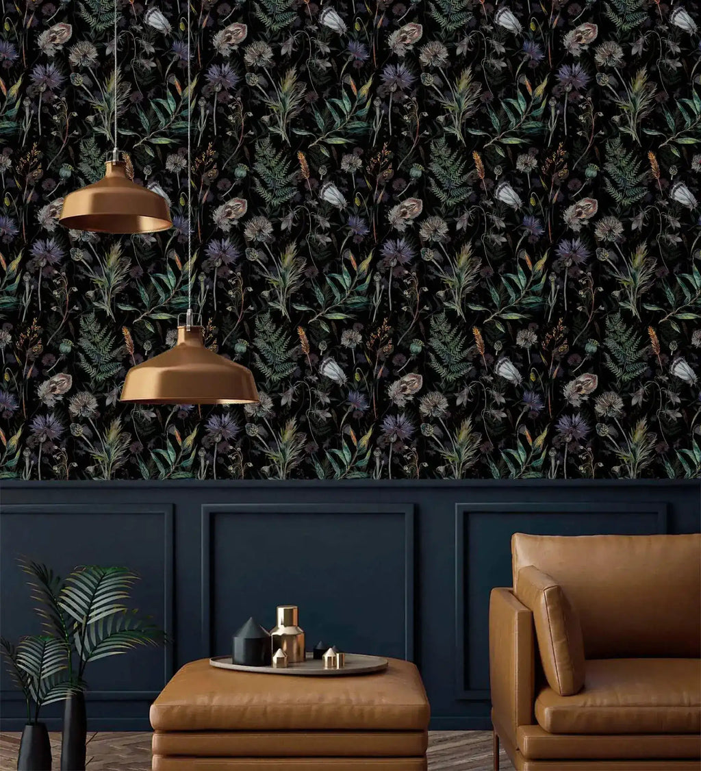 Garden of Ferns and Blooms Wallpaper