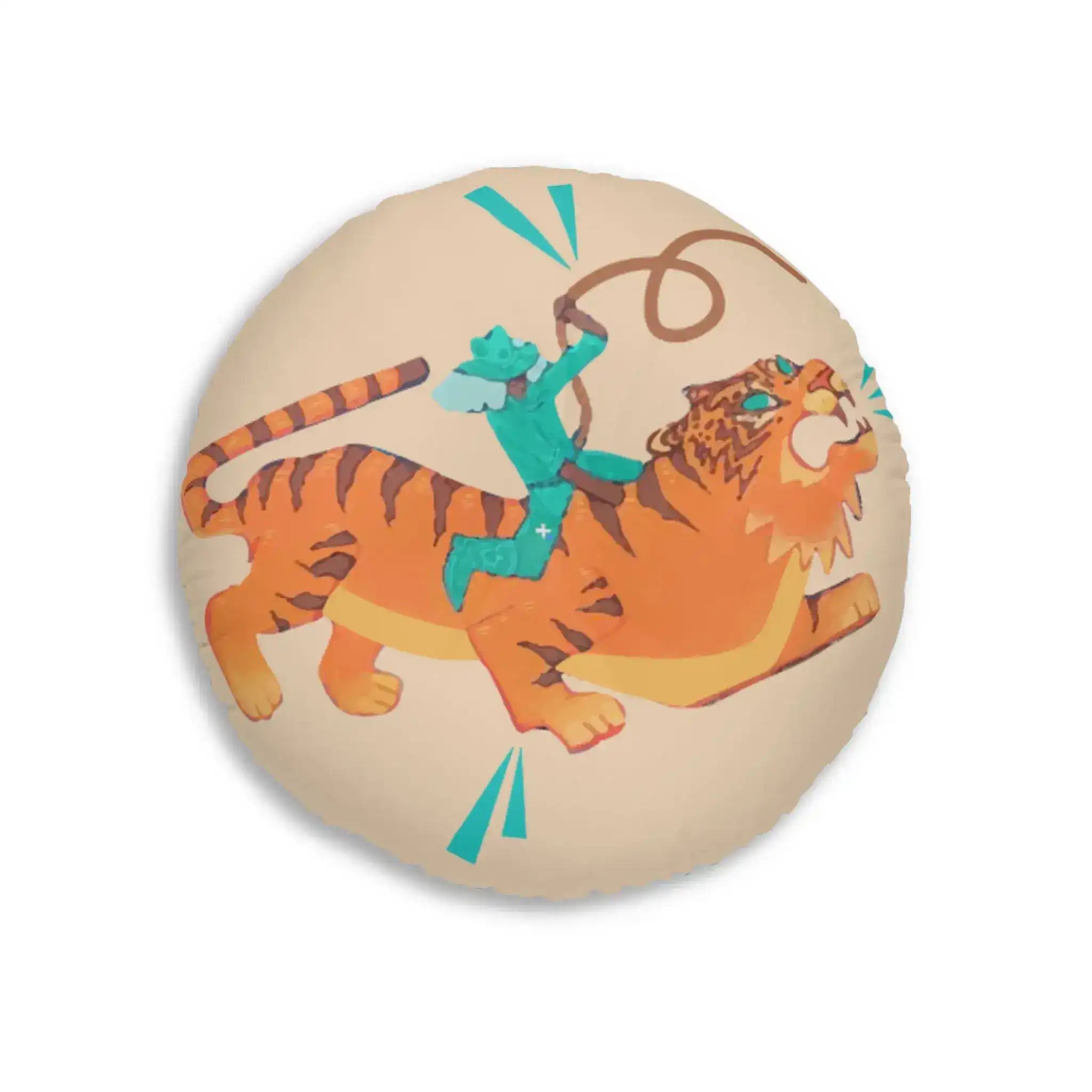 Tiger Rodeo Tufted Round Floor Pillow