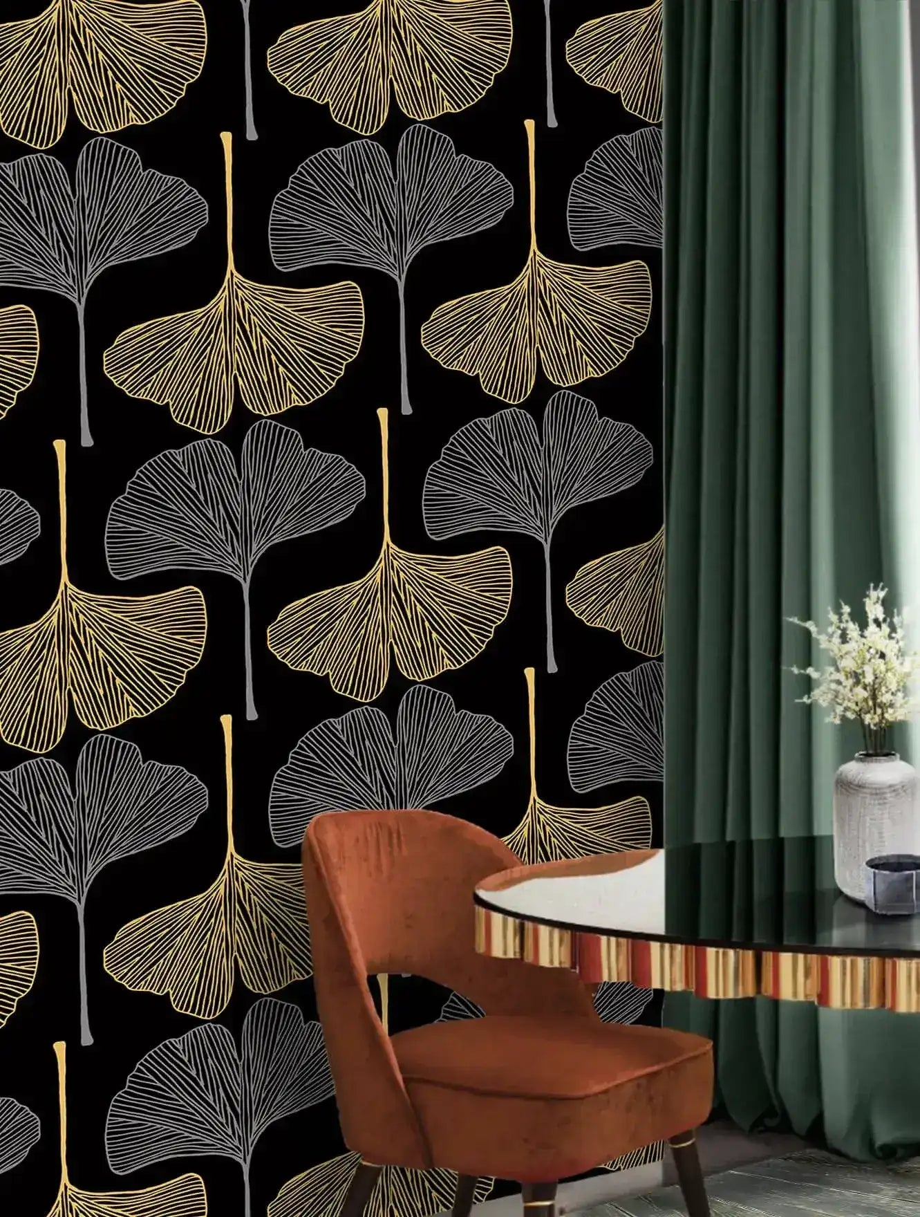 Golden Gingko Grove Wallpaper