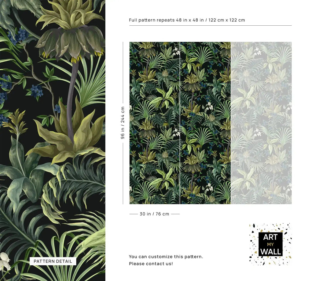 Tropical Jungle Canopy Wallpaper w 145" x 110" h / Traditional