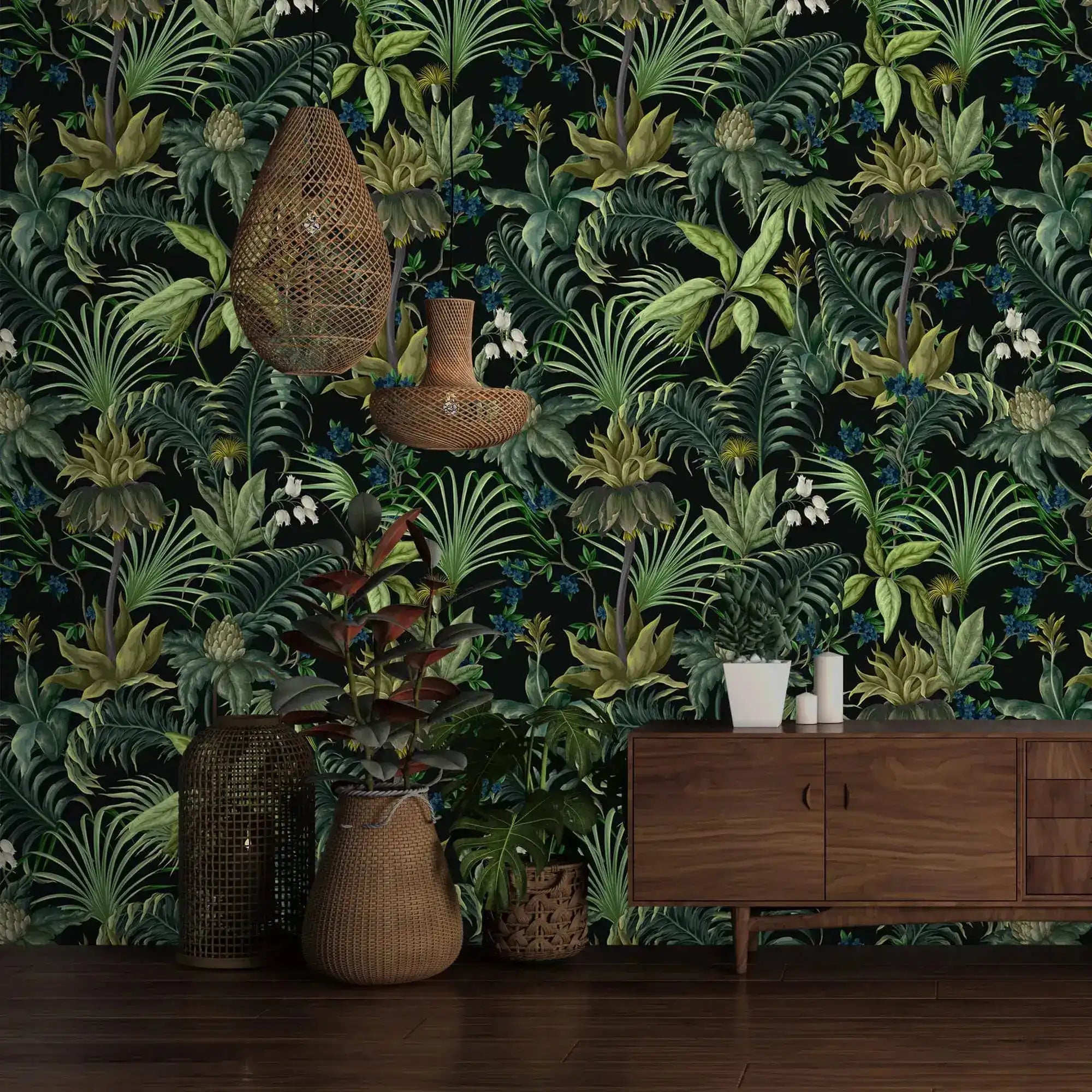 Tropical Jungle Canopy Wallpaper w 145" x 110" h / Traditional