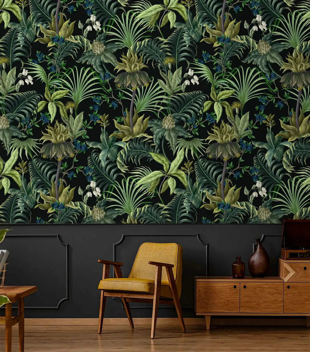 Tropical Jungle Canopy Wallpaper w 145" x 110" h / Traditional