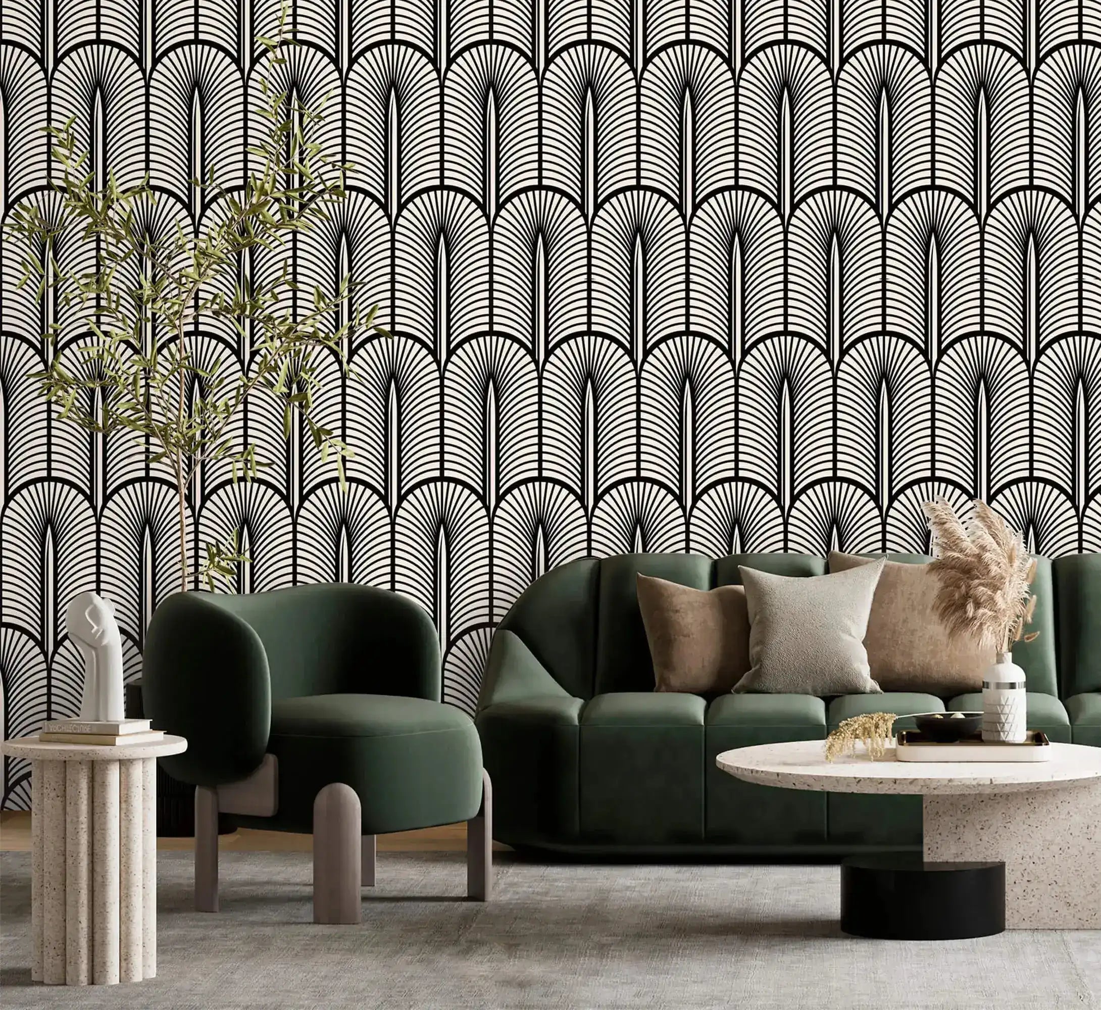 Monochrome Deco Elegance Wallpaper