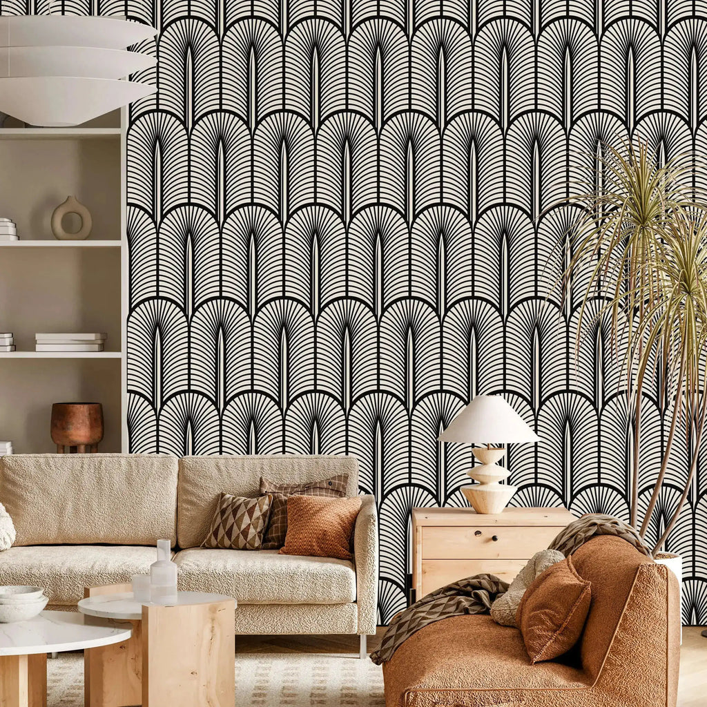 Monochrome Deco Elegance Wallpaper