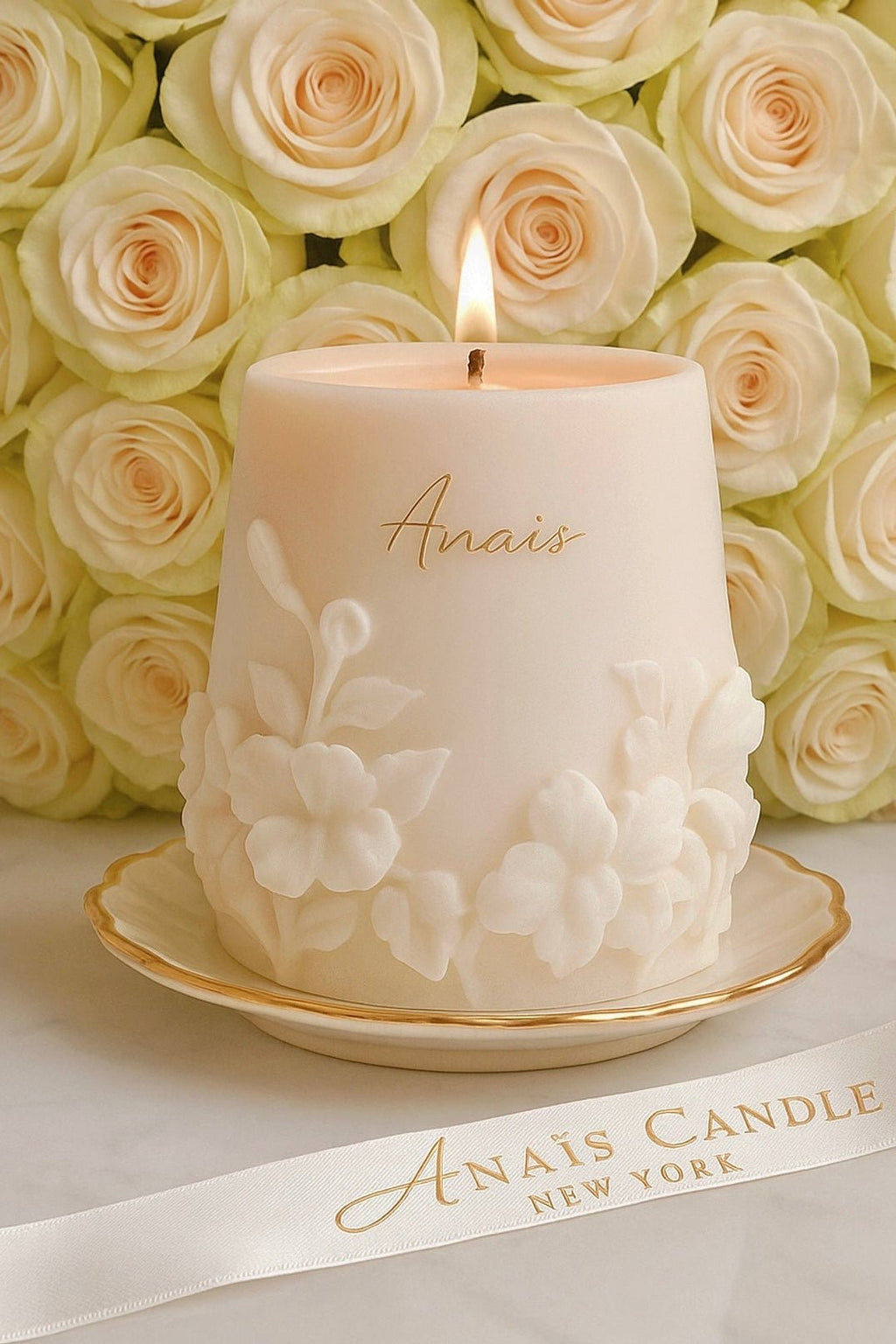 Embossed Floral Candle