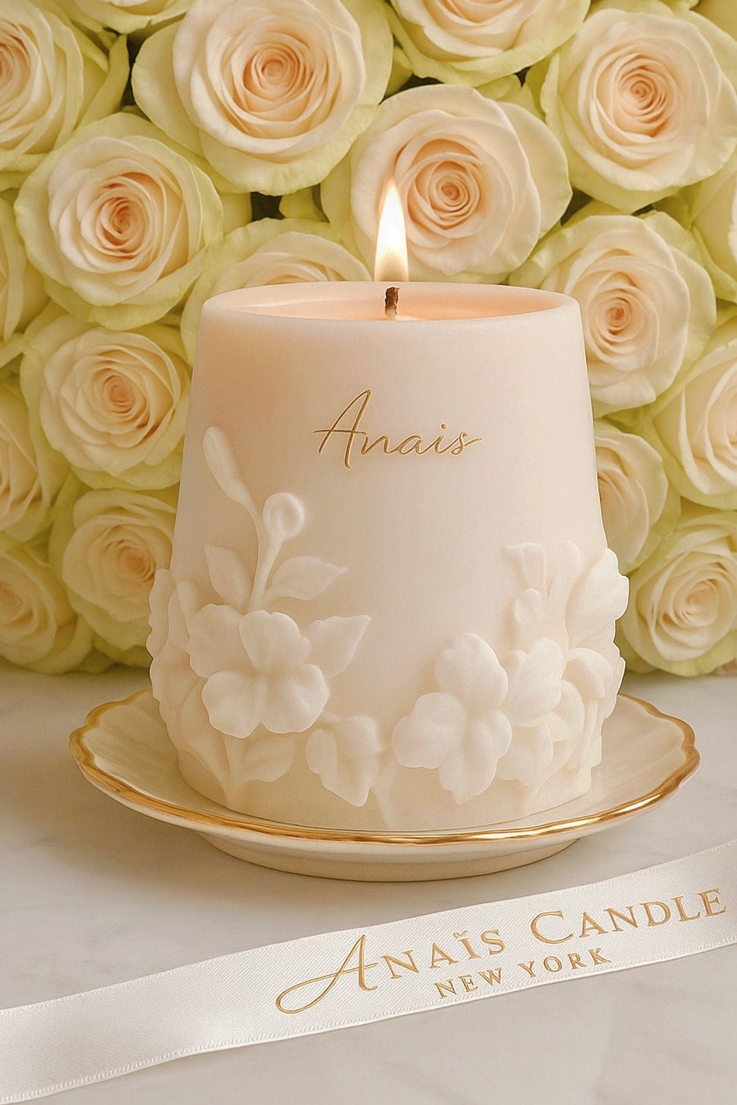 Embossed Floral Candle