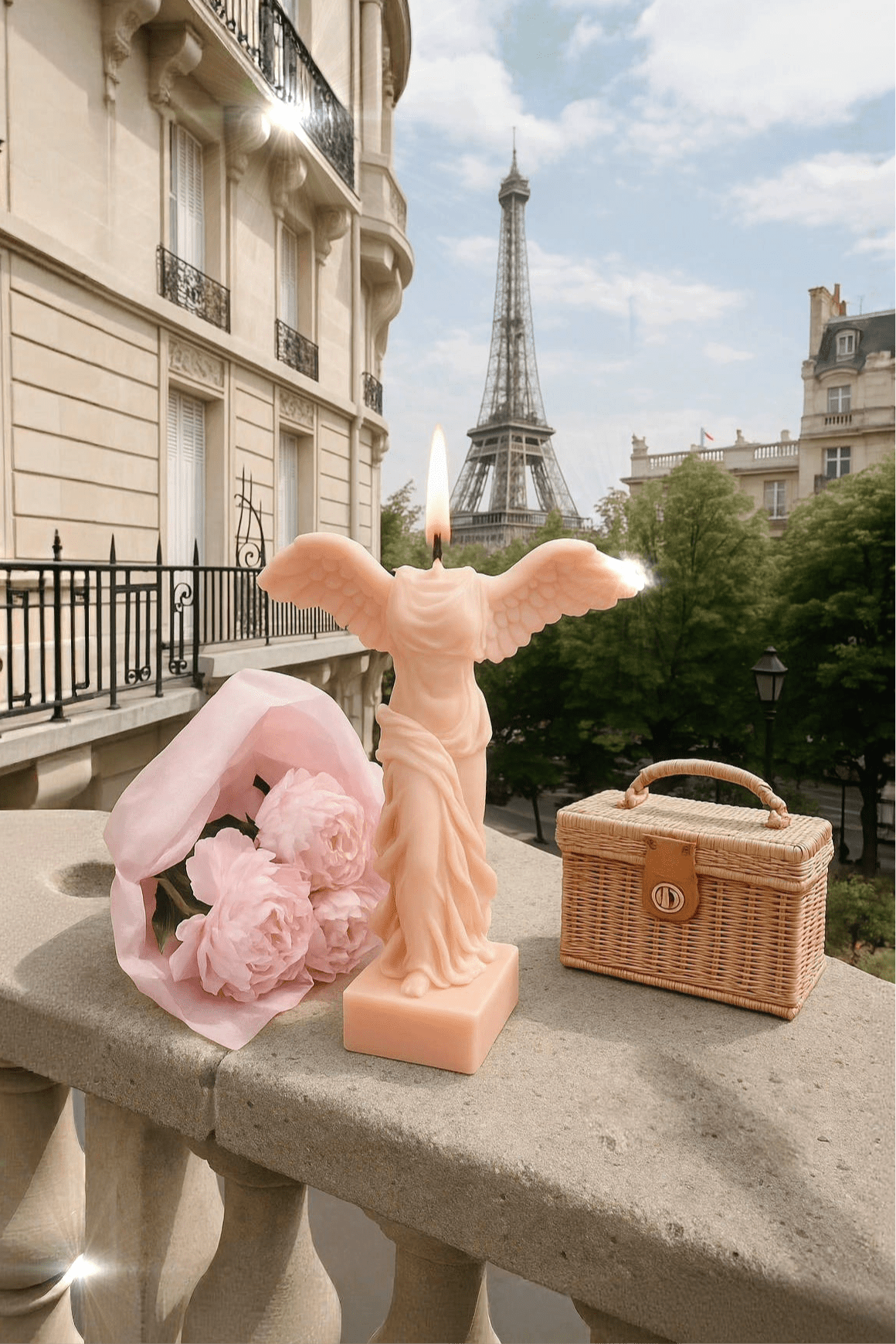 Winged Victory Candle in French Rose