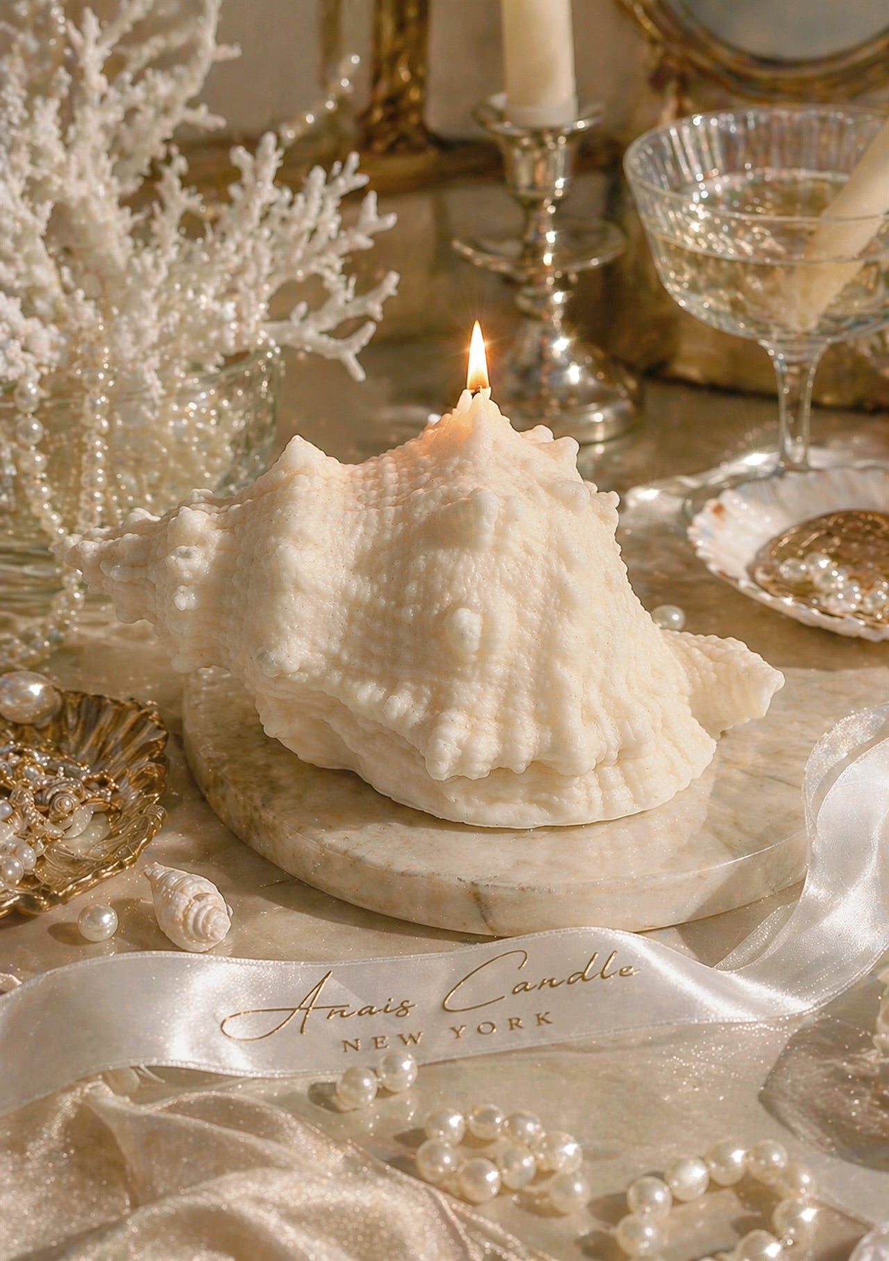 Opaline Conch Seashell Candle - XL