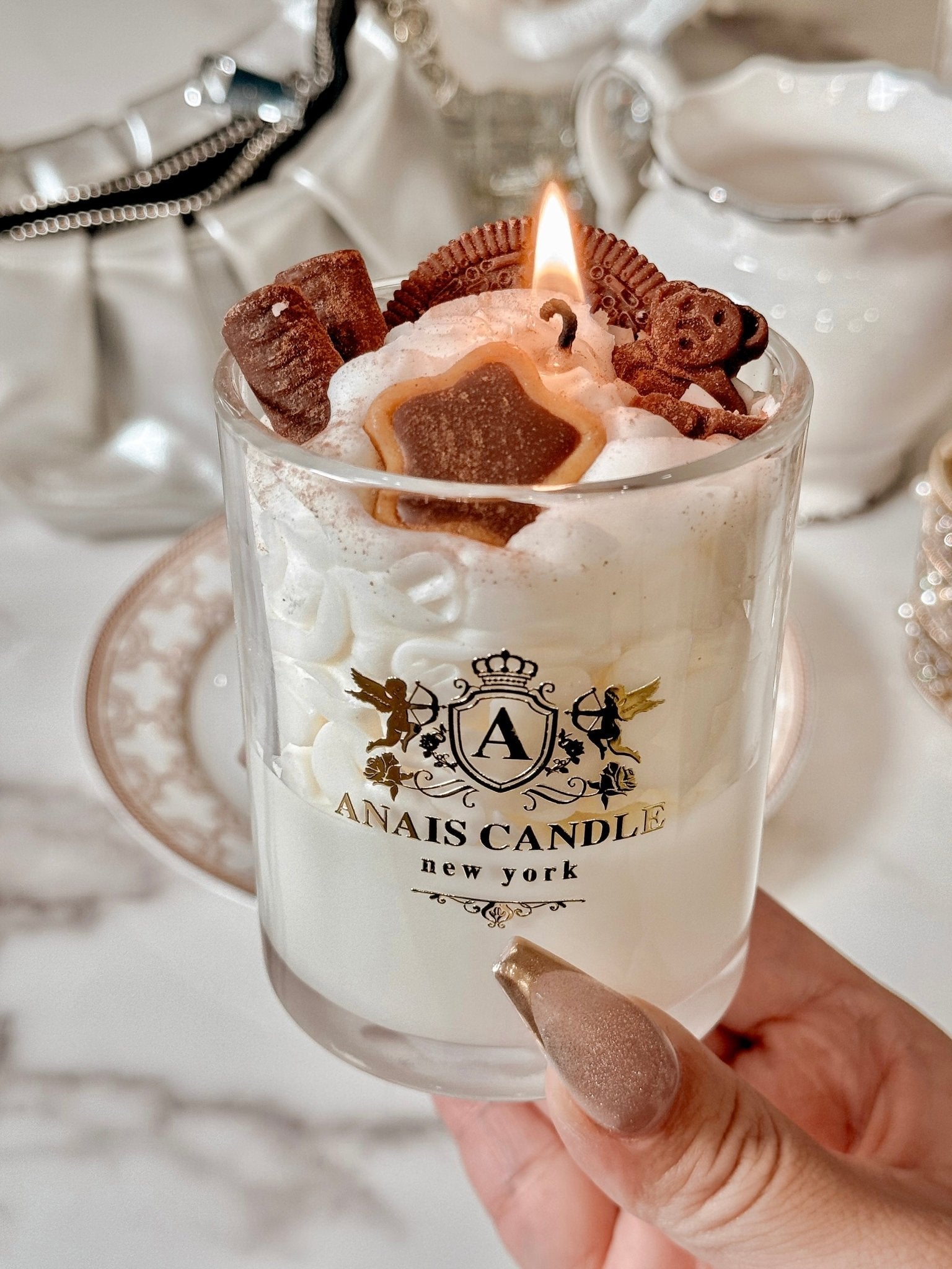 Chocolate Bear & Cookies Latte Candle