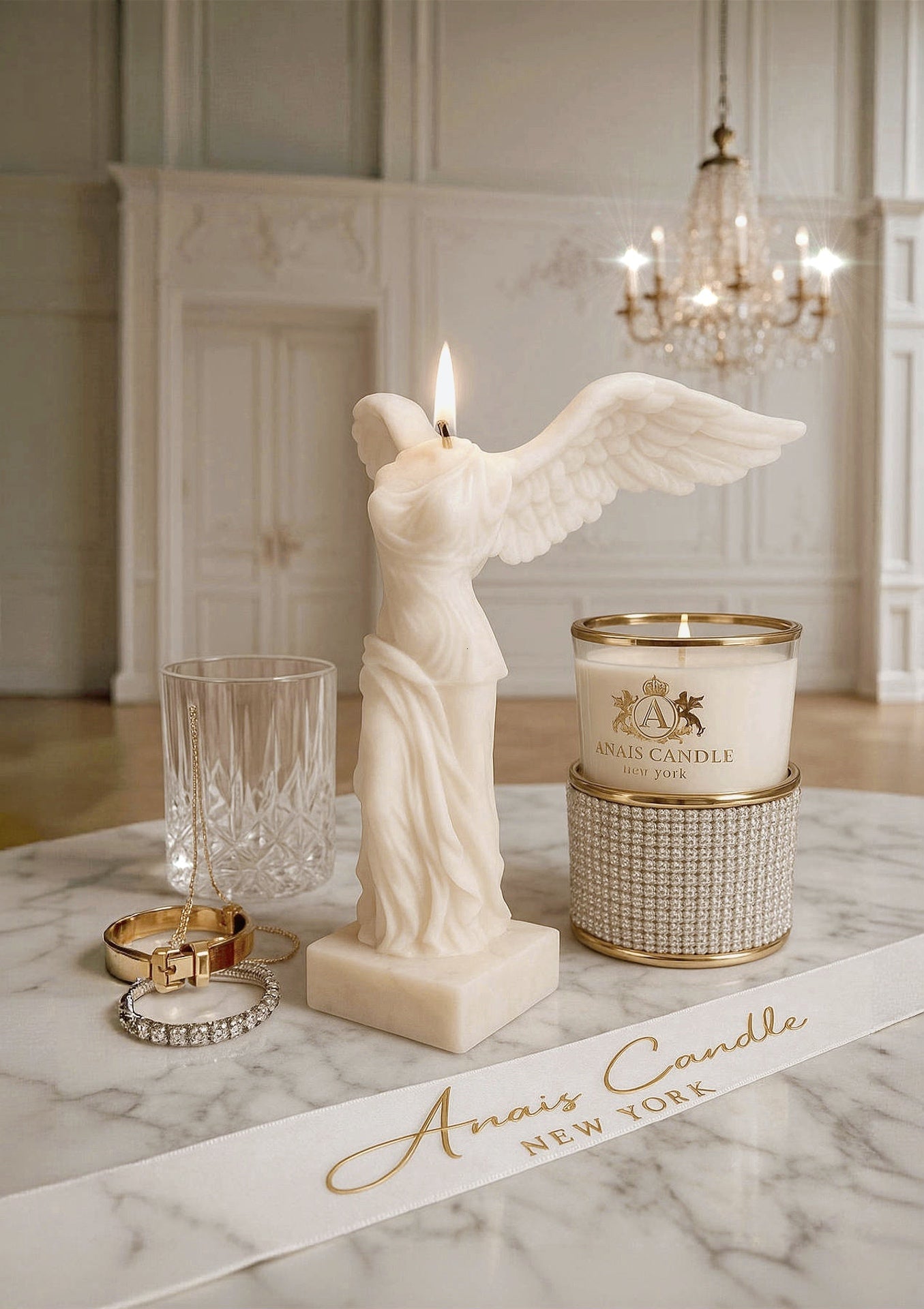 Winged Victory Candle in Sculpture White