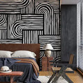 Black & Bold Bends Art Deco Wallpaper