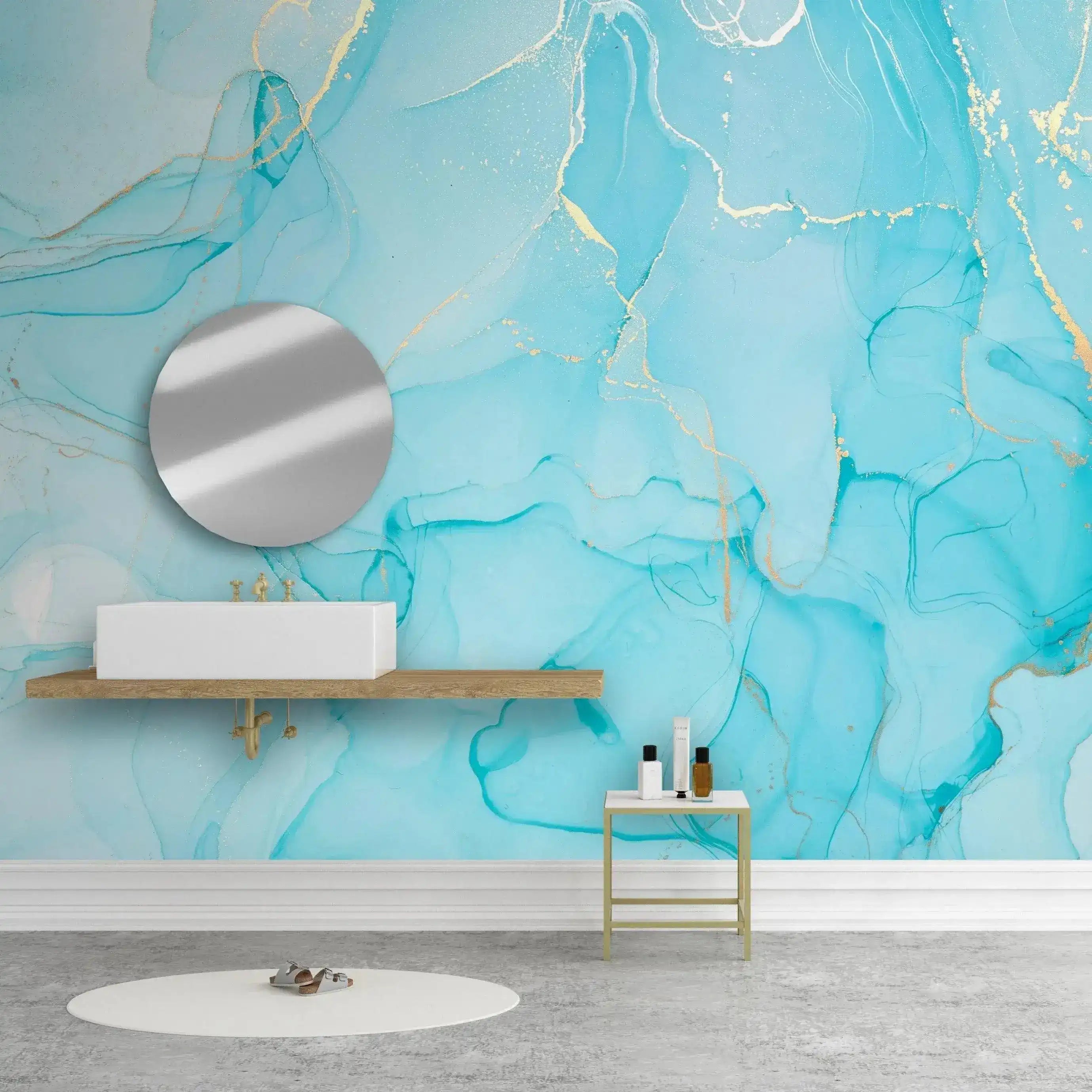 Blue Watercolor Abstract Alcohol Ink Marble Wall Mural Dcal