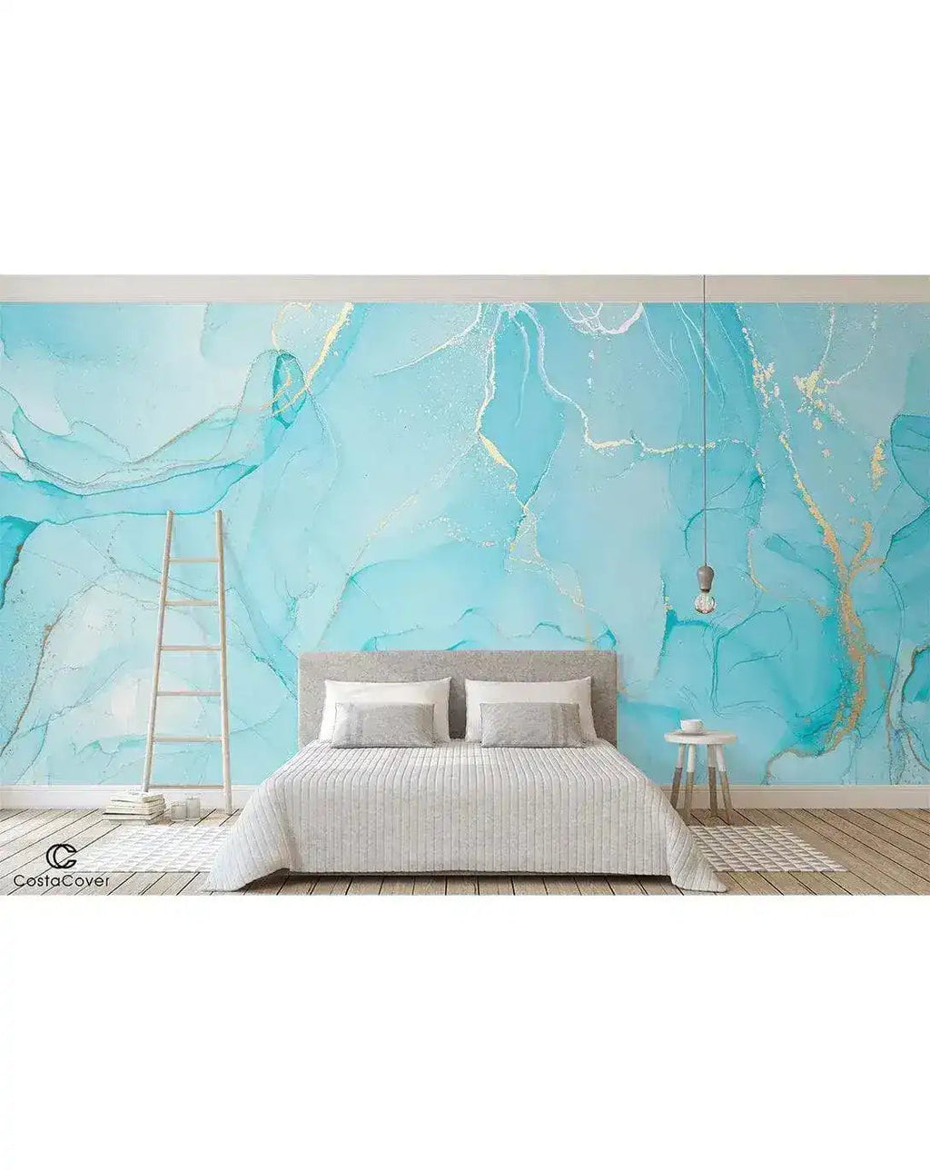 Blue Watercolor Abstract Alcohol Ink Marble Wall Mural Dcal