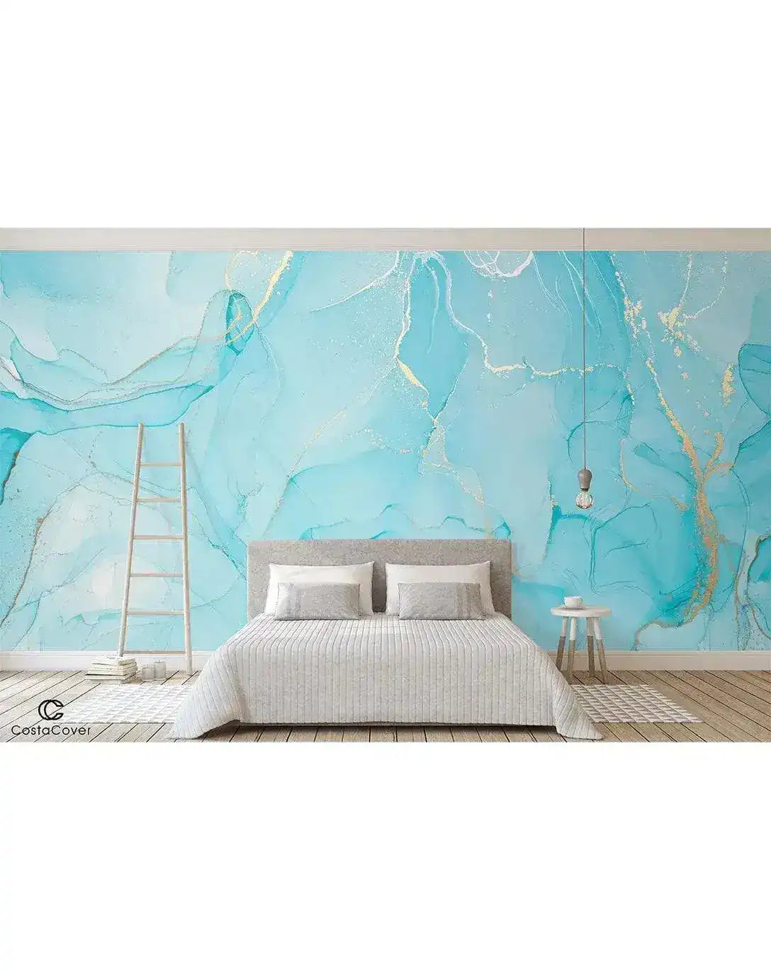Blue Watercolor Abstract Alcohol Ink Marble Wall Mural Dcal