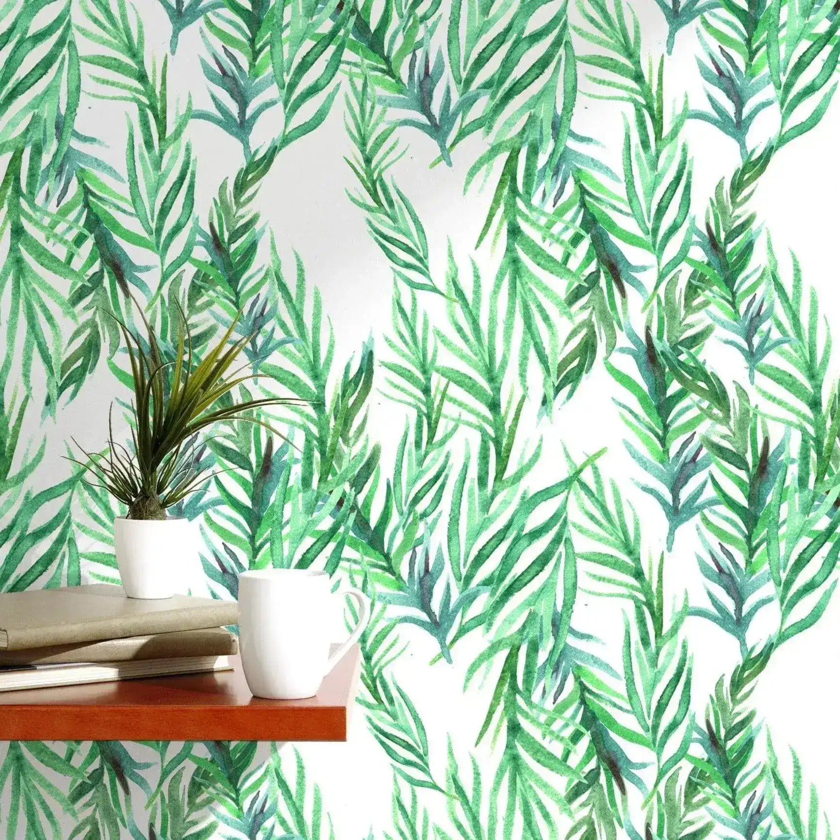 Botanical Green Leaves Removable Wallpaper