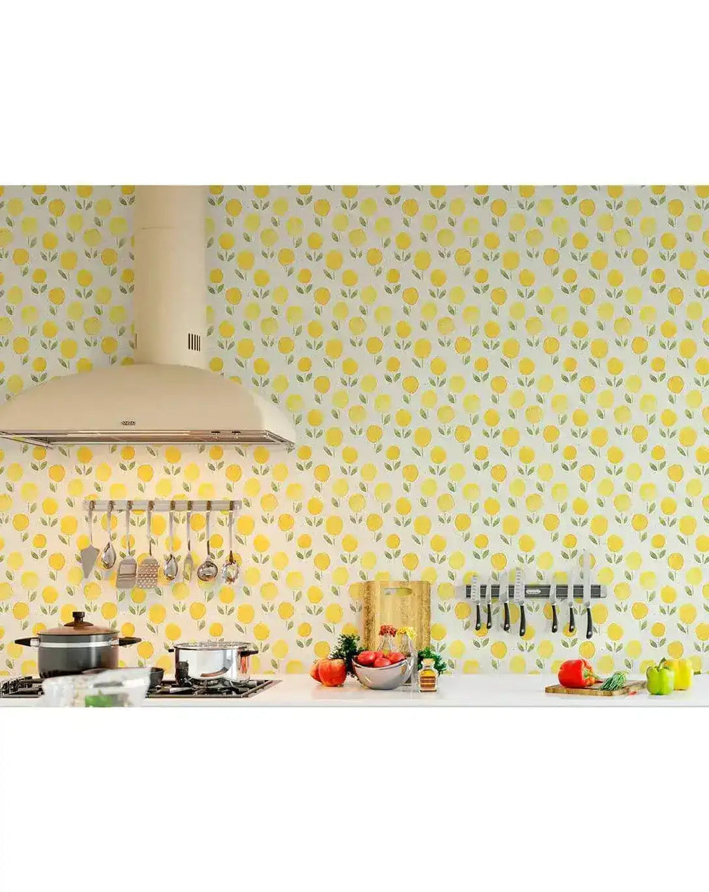 Yellow Marigold Flower Watercolor Floral Removable Wallpaper