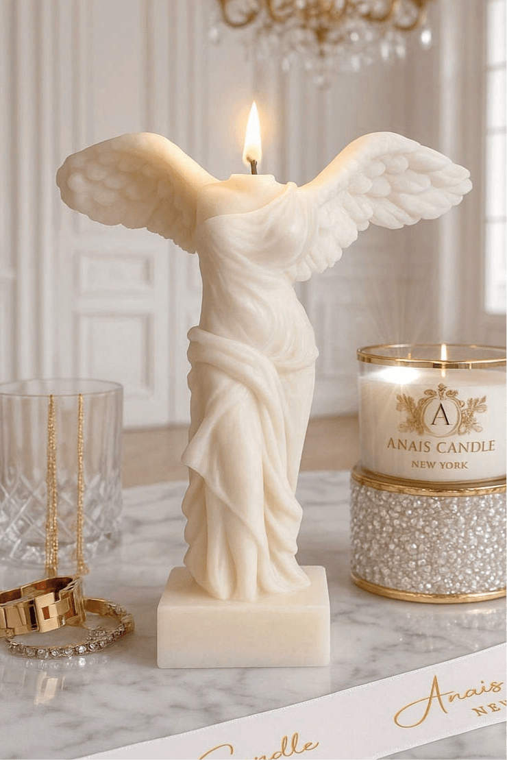 Winged Victory Candle in Sculpture White