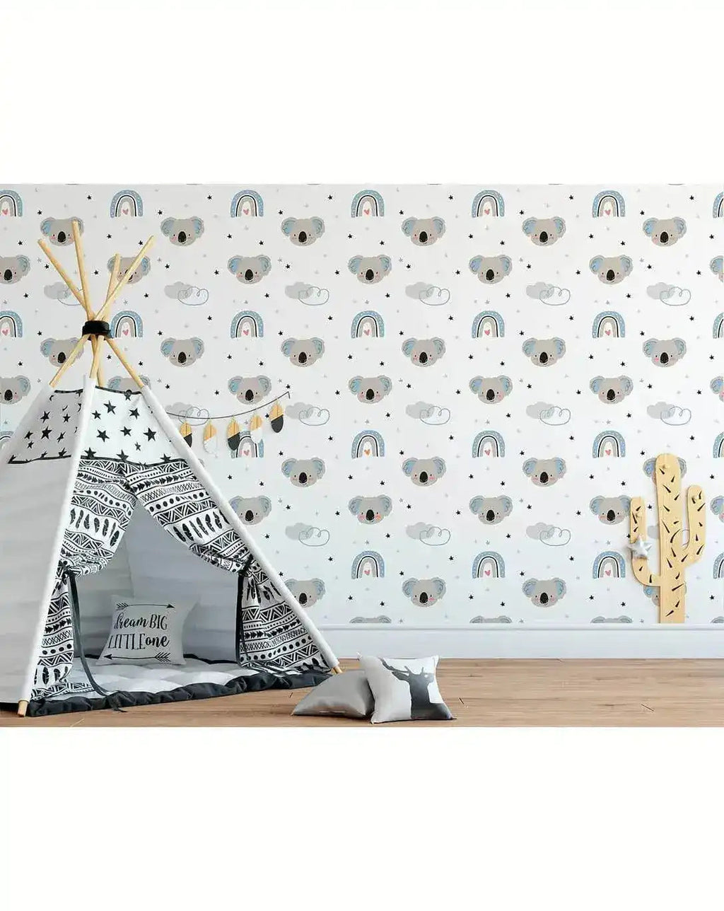 Cute Koala Animals Print Kids Removable Wallpaper