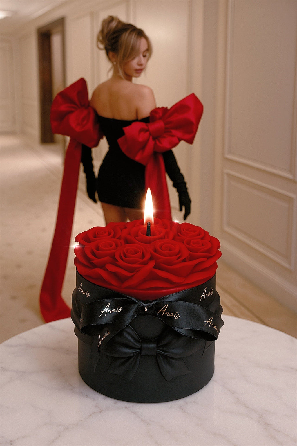 Lavish Rose Bouquet Candle in Lipstick - XXL
