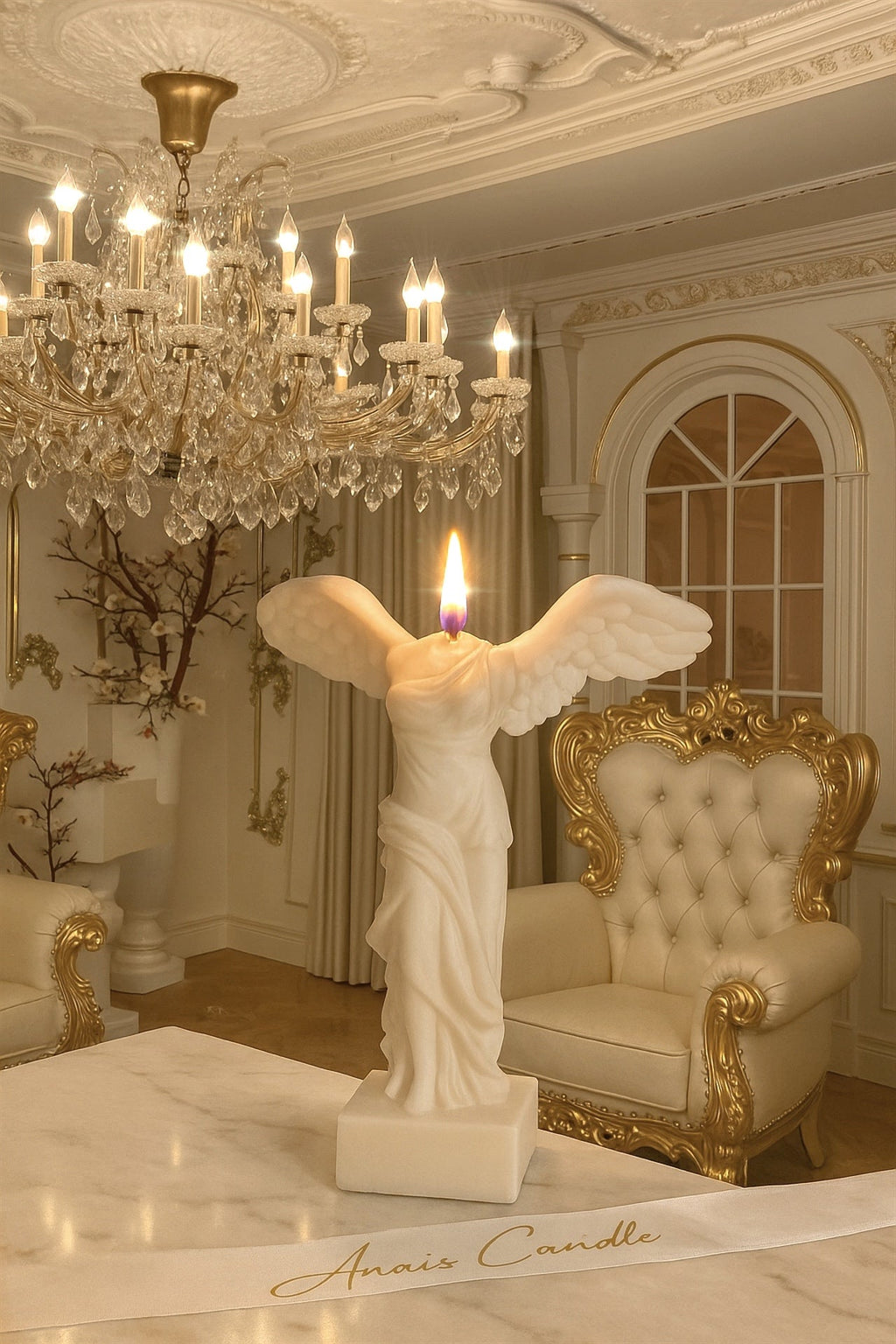 Winged Victory Candle in Sculpture White