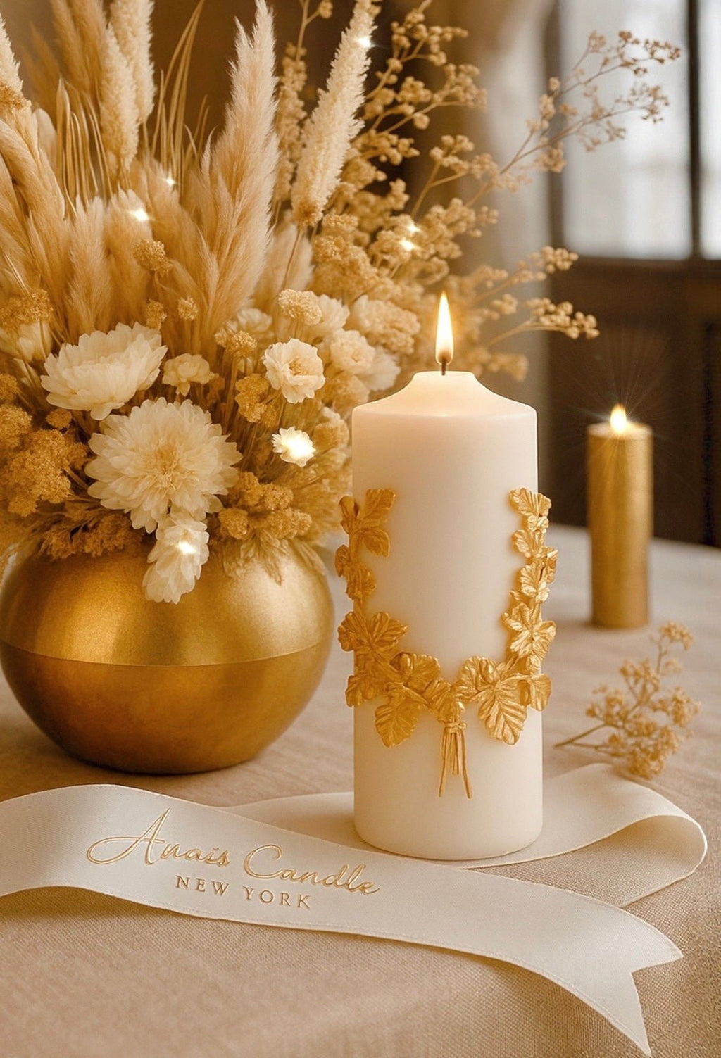 “Promise of Life” -Golden Wheat Pillar Candle XXL