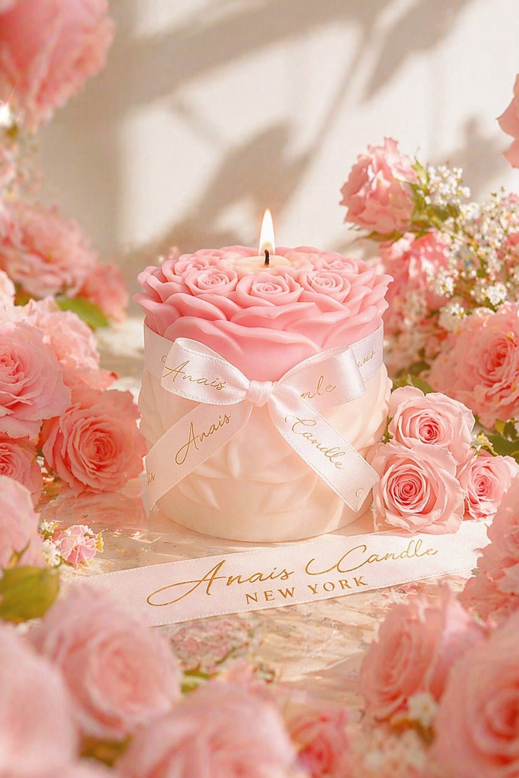 Lavish Rose Bouquet Candle in Pink - XXL