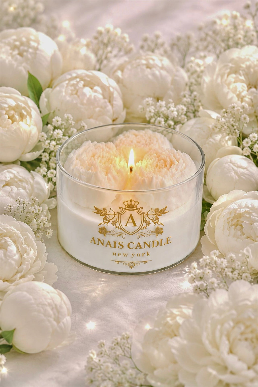 Peony Bouquet Candle in White