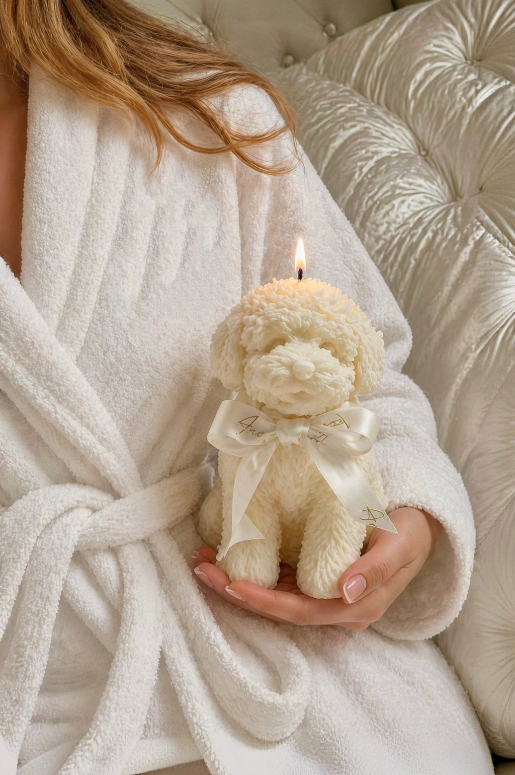 Anaïs Puppy Candle in White