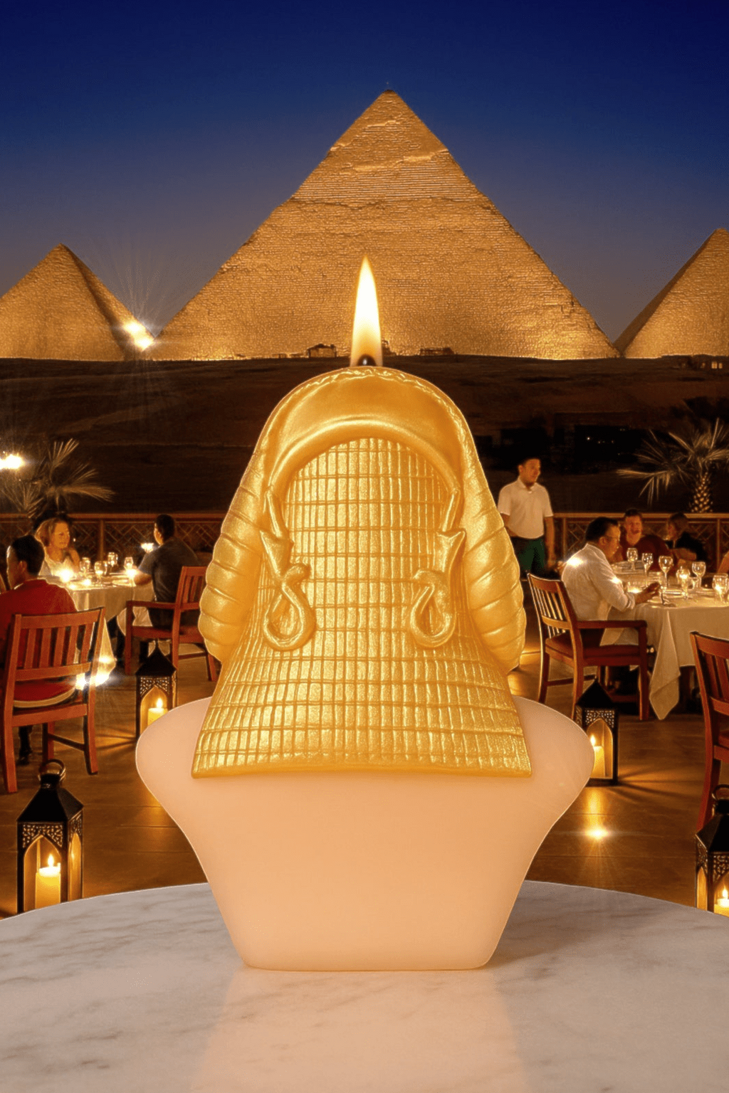 Golden Cleopatra Candle - Hand Painted