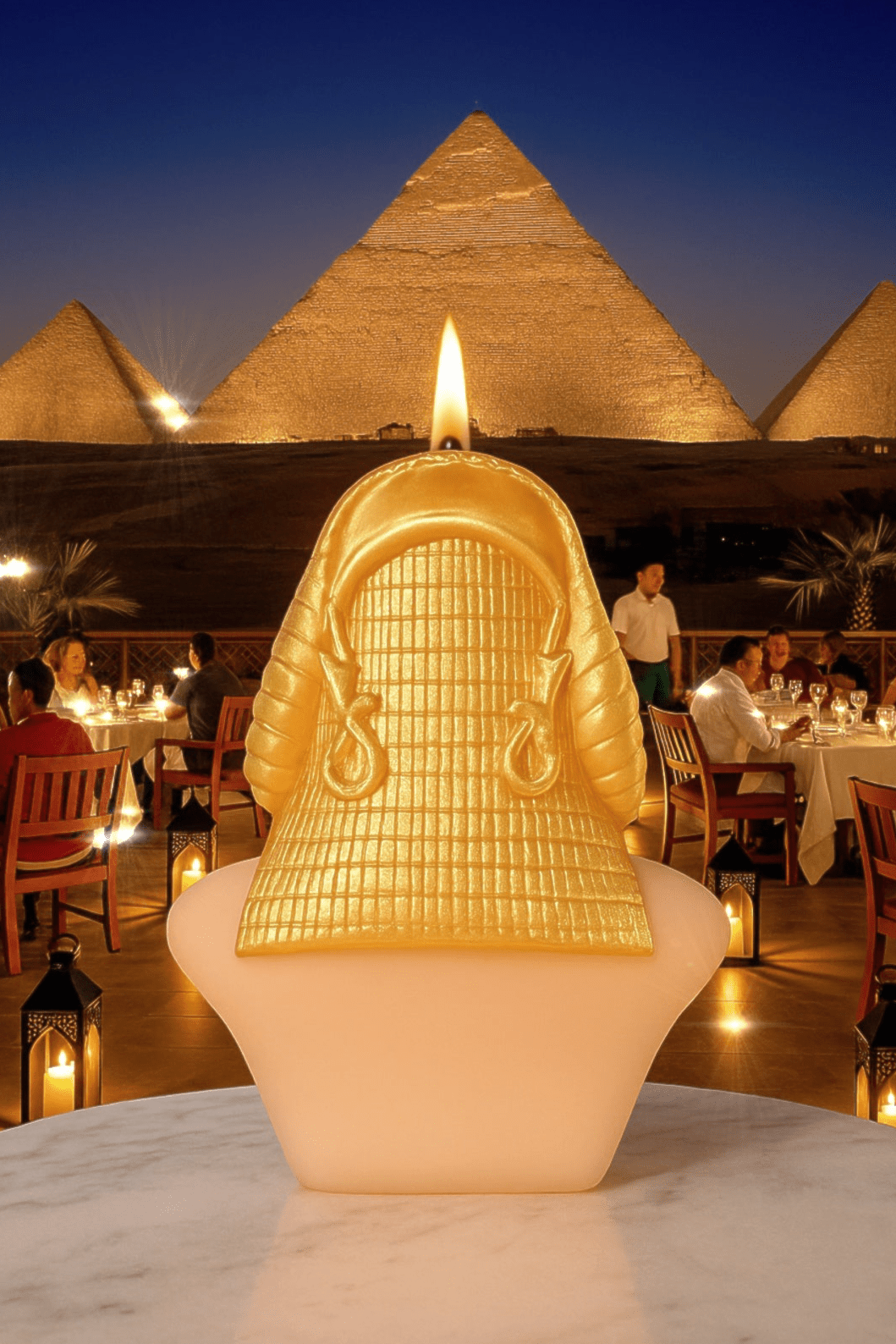 Golden Cleopatra Candle - Hand Painted