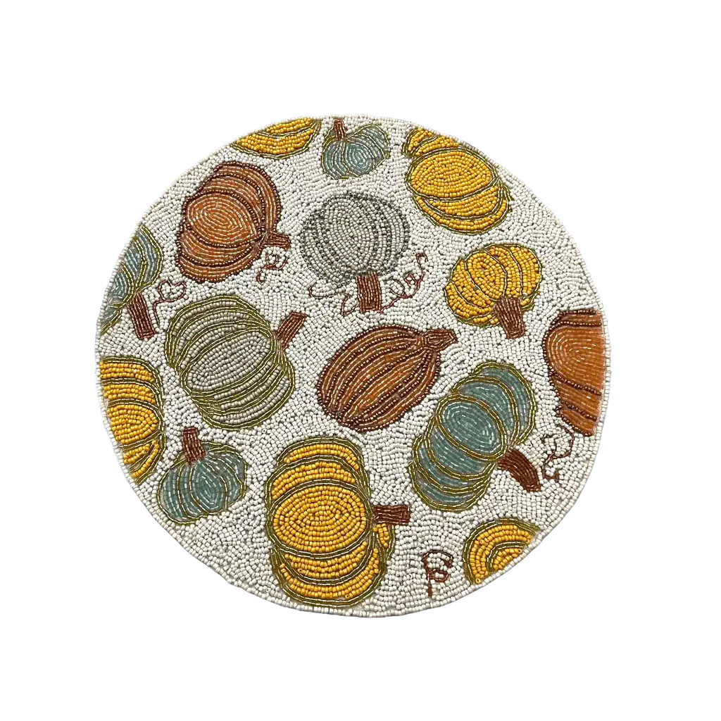For the Love of Pumpkin Round Beaded Placemat - Set of 4