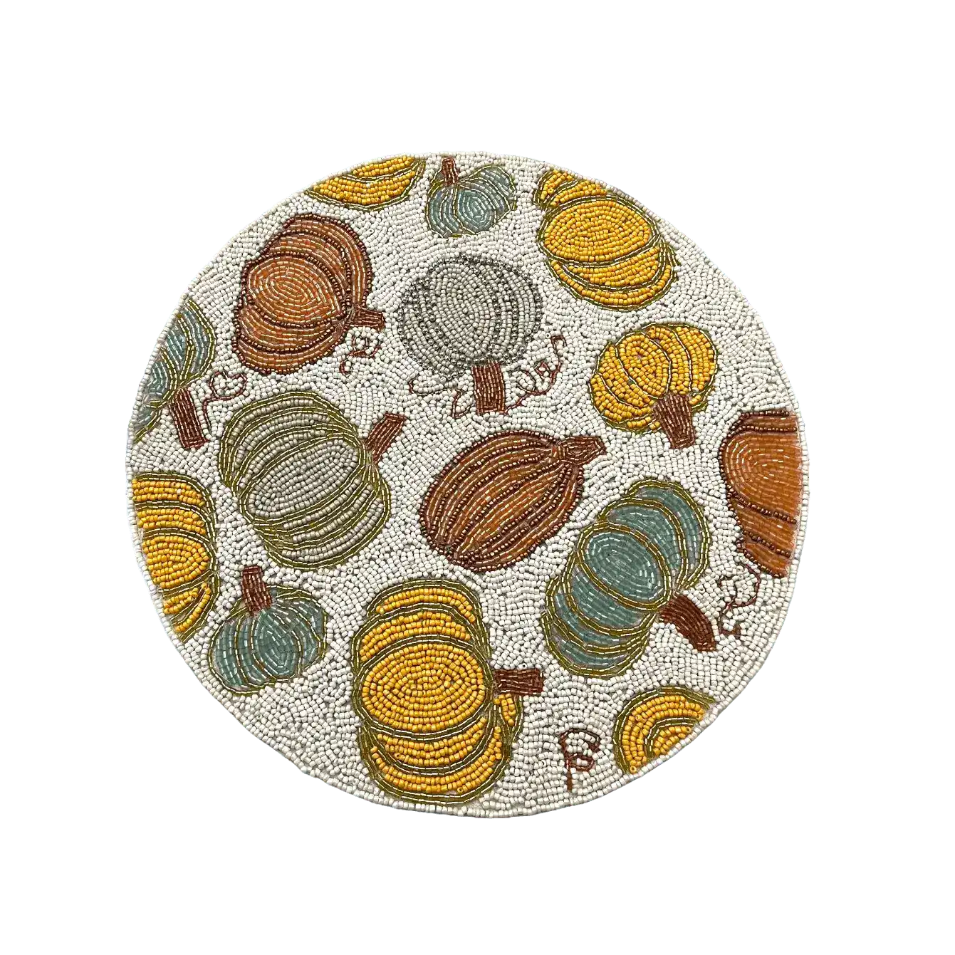 For the Love of Pumpkin Round Beaded Placemat - Set of 4