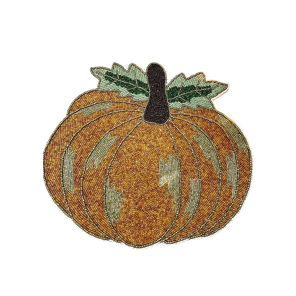 Orange Pumpkin Harvest Beaded Placemat - Set of 4