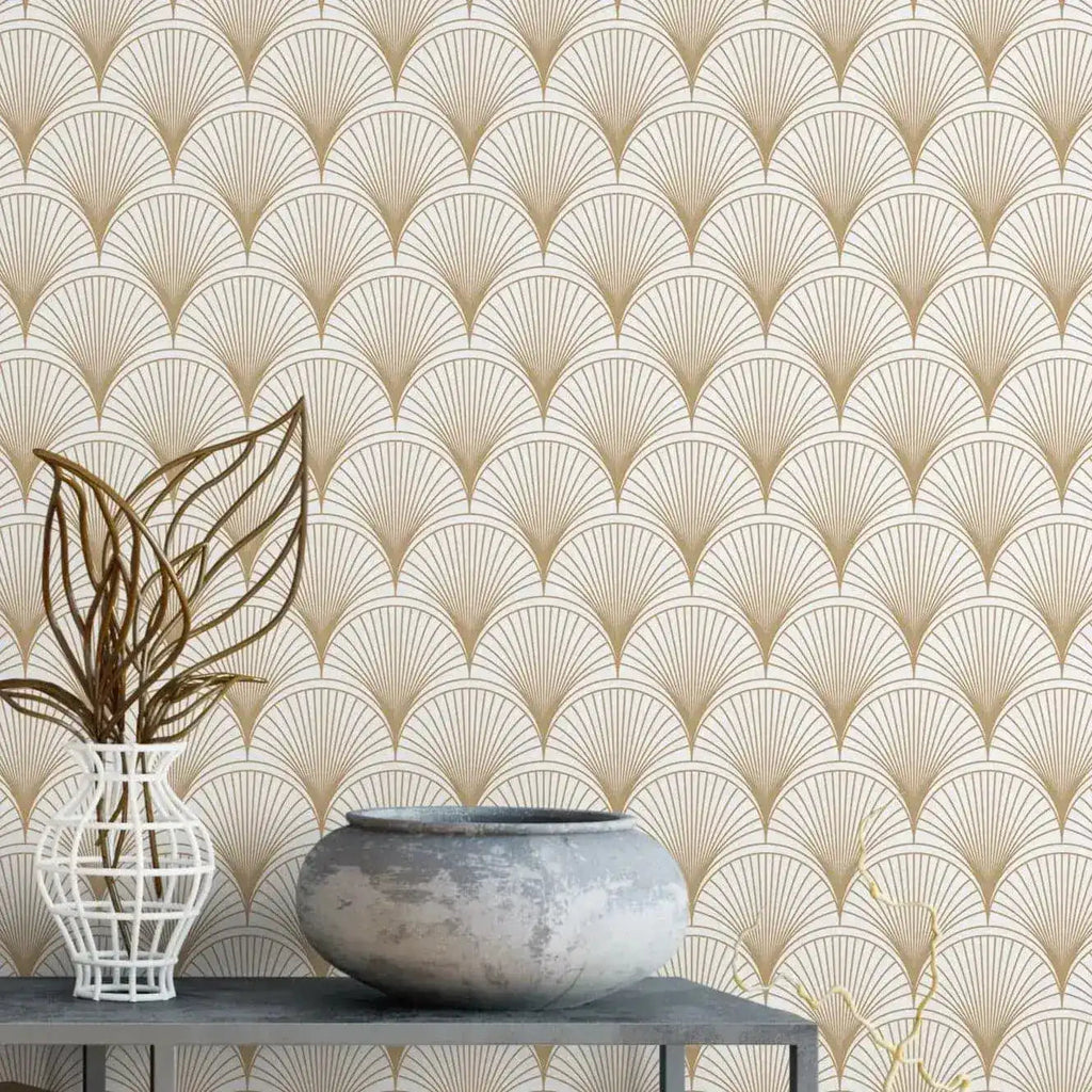 Luxury Gold Scallops Removable Wallpaper