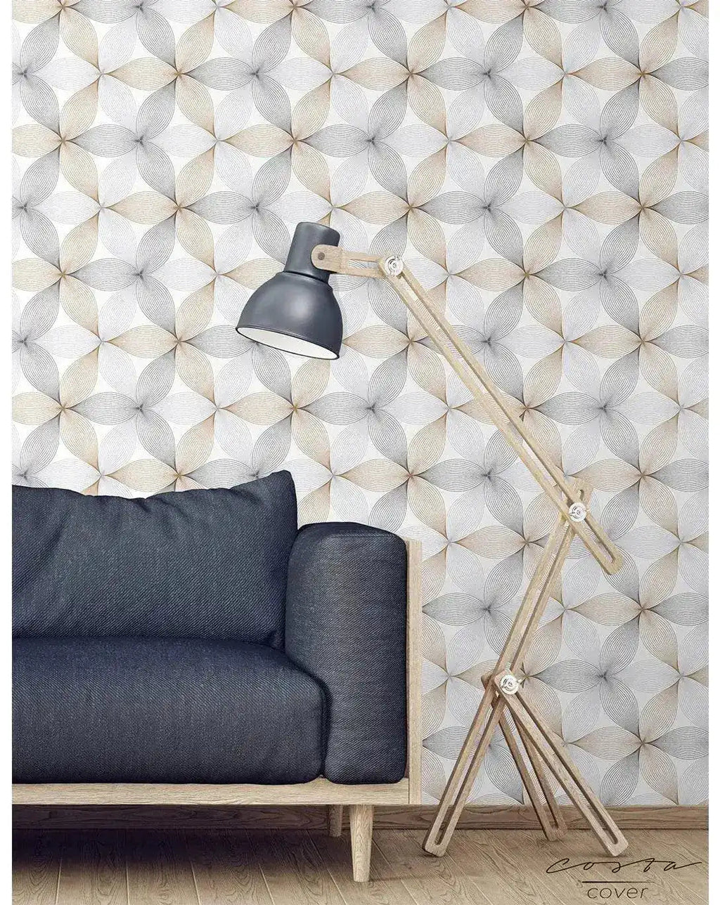 Geometric Floral Linear Petal Flowers Removable Wallpaper