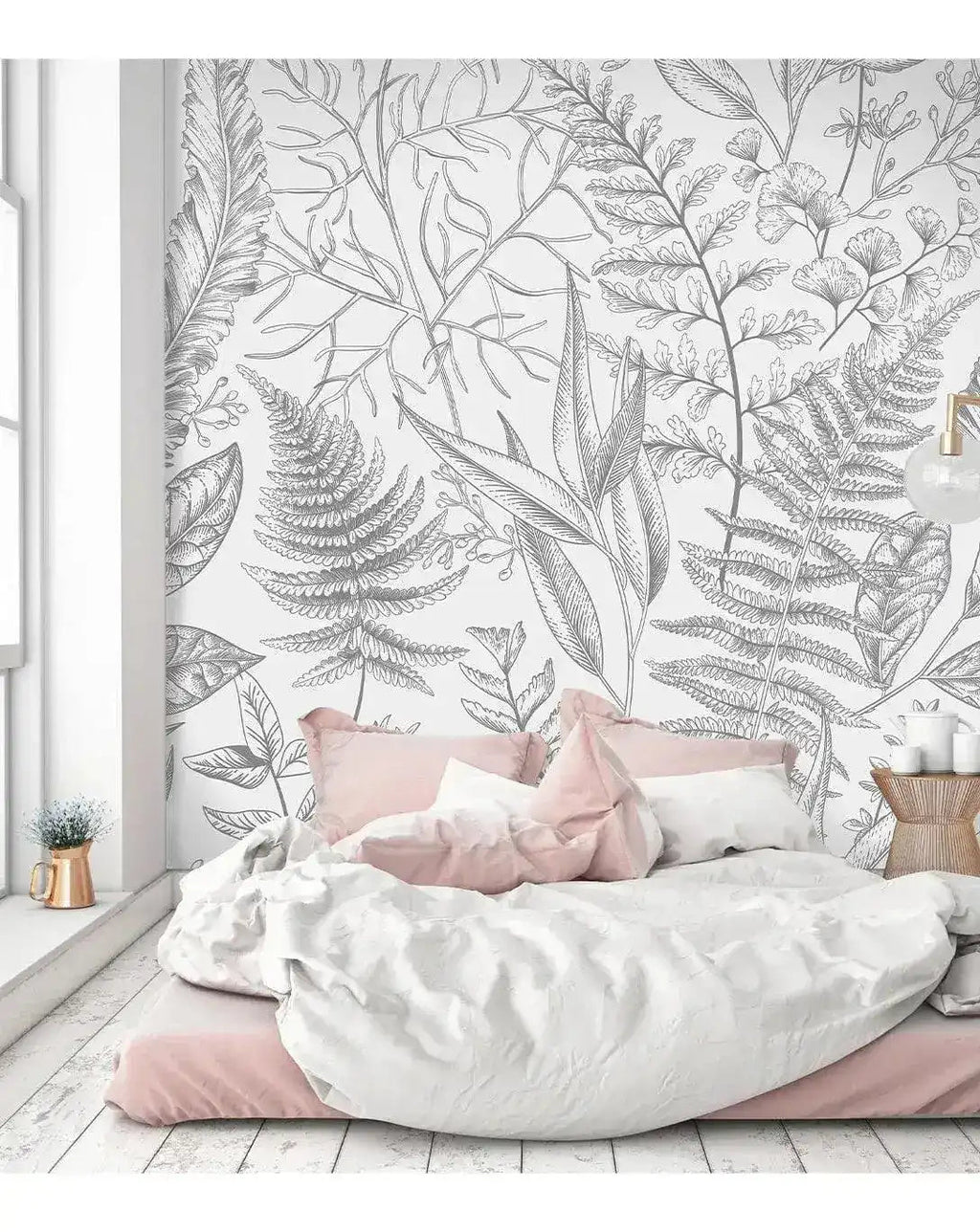 Gray Fern Botanical Wall Mural