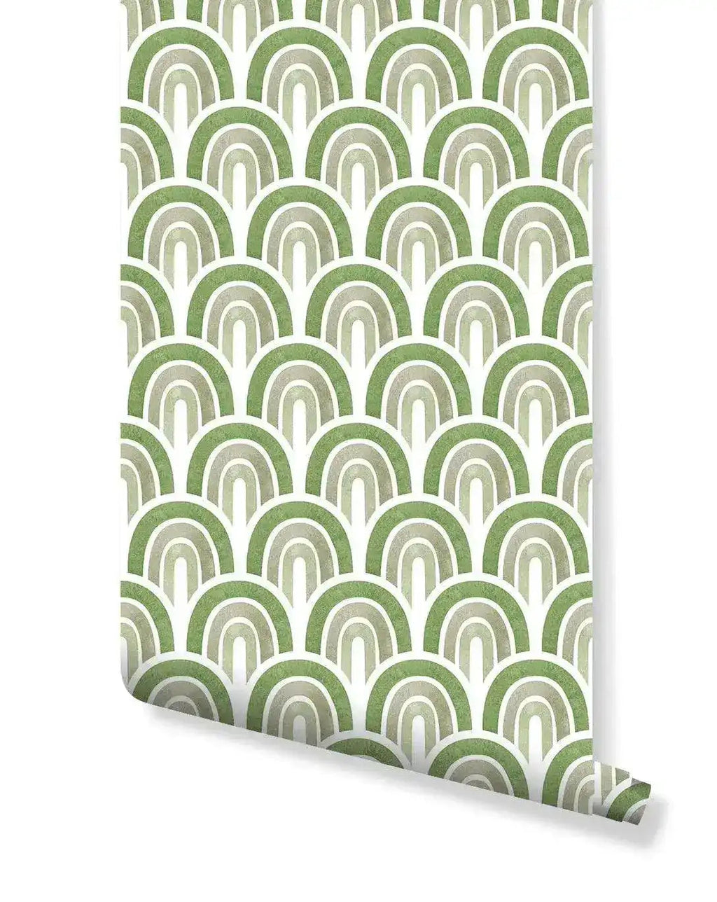 Green Waves Boho Style Self Adhesive Wallpaper