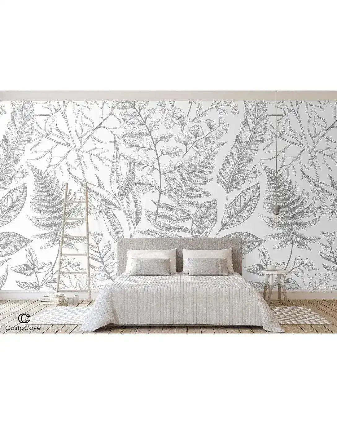 Gray Fern Botanical Wall Mural