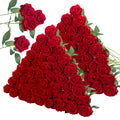 InnoGear 100 Pcs Red Roses Artificial Flowers, Fake Velvet Silk Rose Bulk Faux Flower for Decoration DIY Wedding Centerpieces Proposal Bridal Bouquets Shower Party Home Floral Decor (100, Red)