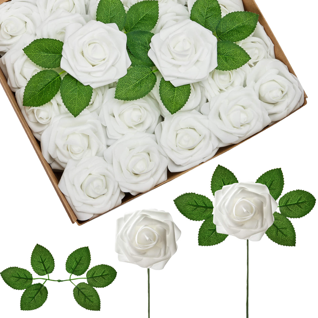 AF178W Artificial Faux Flowers, 50 pcs, White