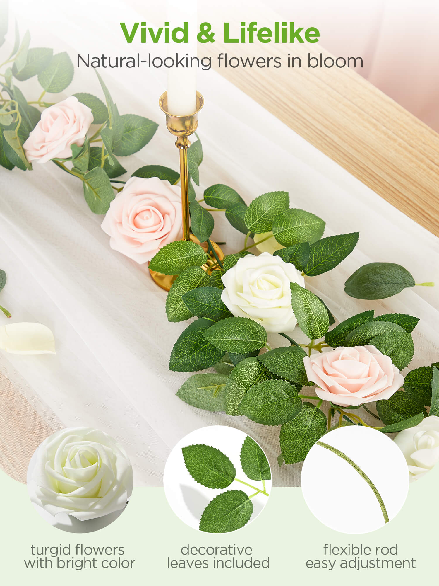 AF178I Artificial Faux Flowers, 50 pcs, Ivory