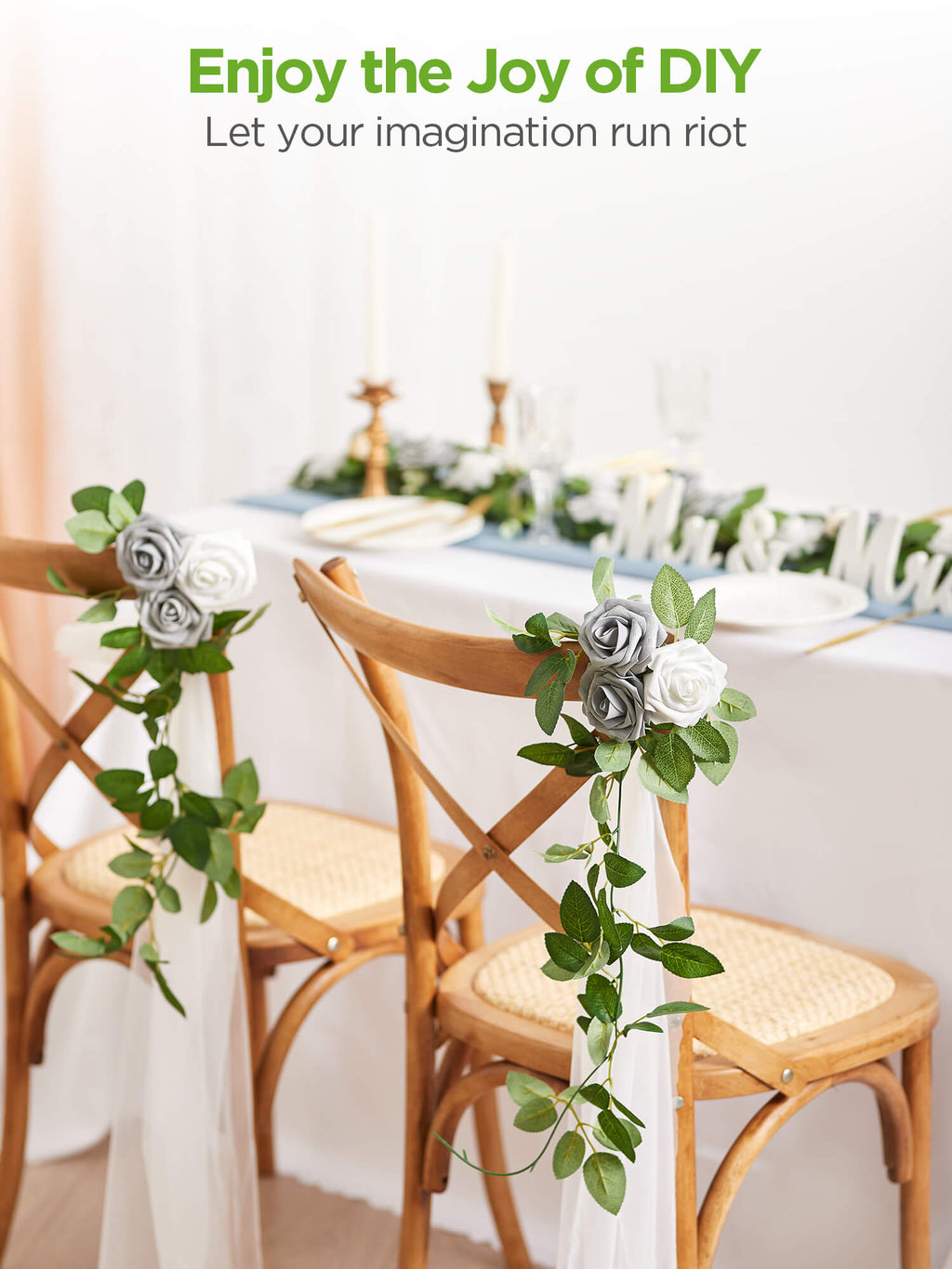 AF178W Artificial Faux Flowers, 50 pcs, White