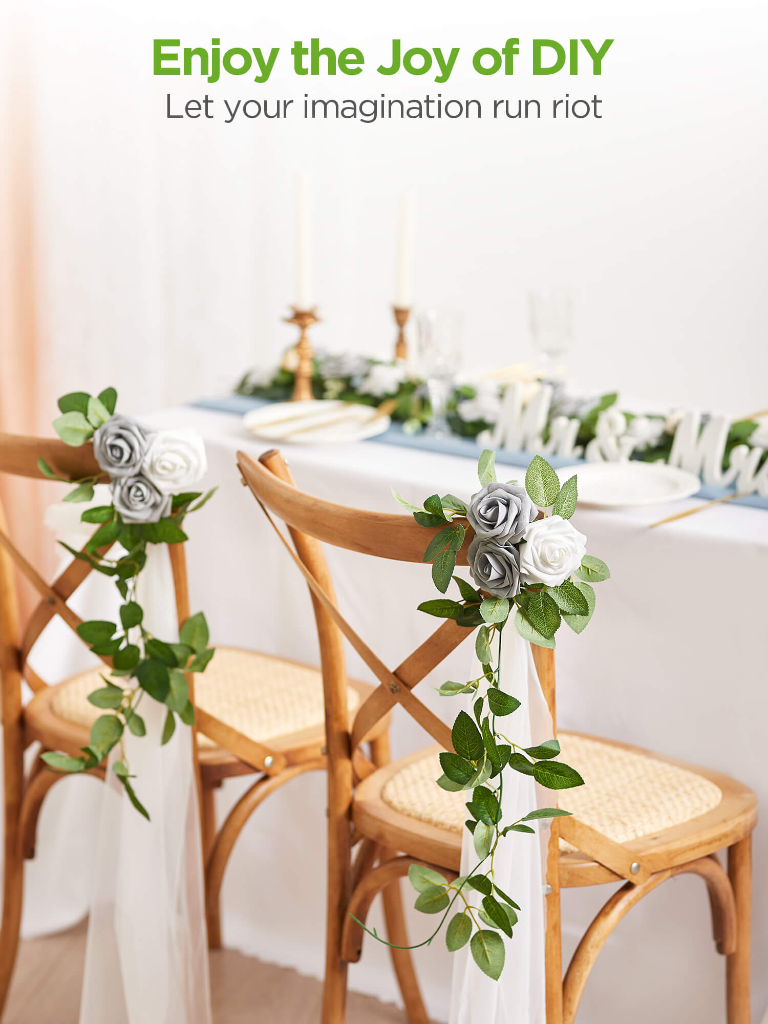 AF178W Artificial Faux Flowers, 50 pcs, White