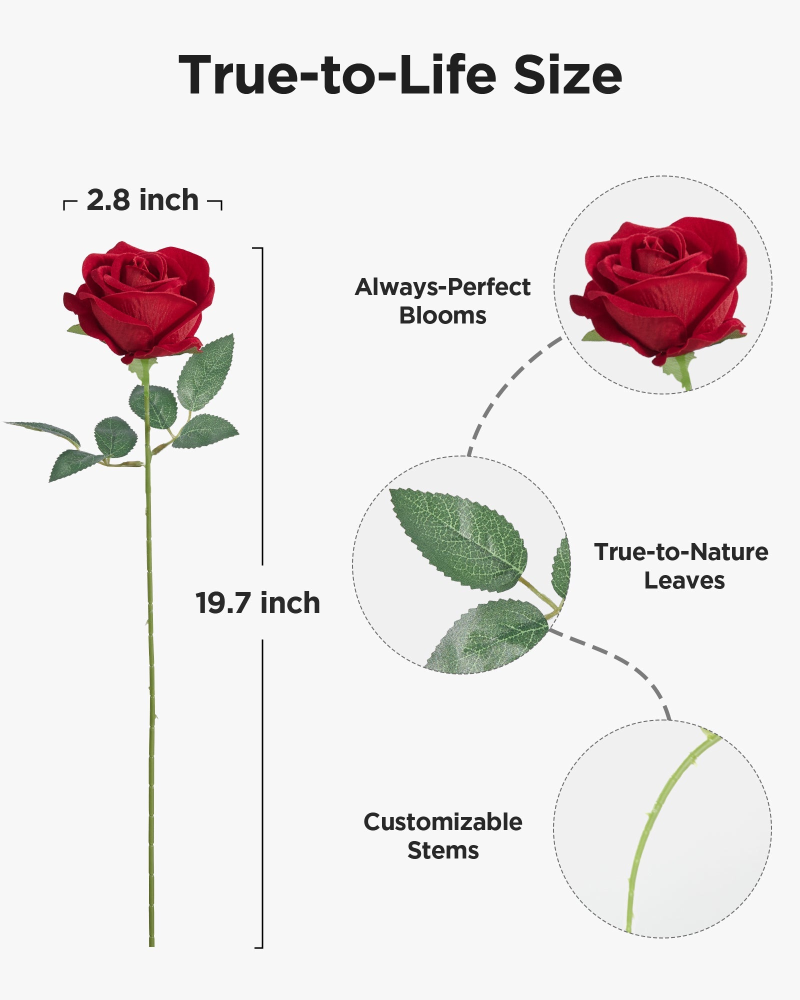 InnoGear 100 Pcs Red Roses Artificial Flowers, Fake Velvet Silk Rose Bulk Faux Flower for Decoration DIY Wedding Centerpieces Proposal Bridal Bouquets Shower Party Home Floral Decor (100, Red)