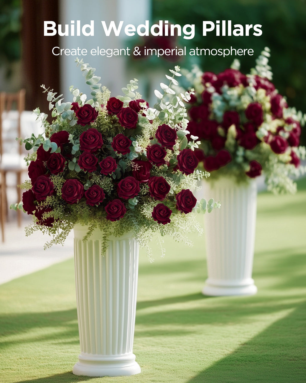 InnoGear 50 Pcs Burgundy Roses Artificial Flowers, Fake Velvet Silk Red Rose Bulk Faux Flower for Decoration Wedding Centerpieces Proposal Bridal Bouquets Shower Party Home Floral Decor (50, Burgundy)