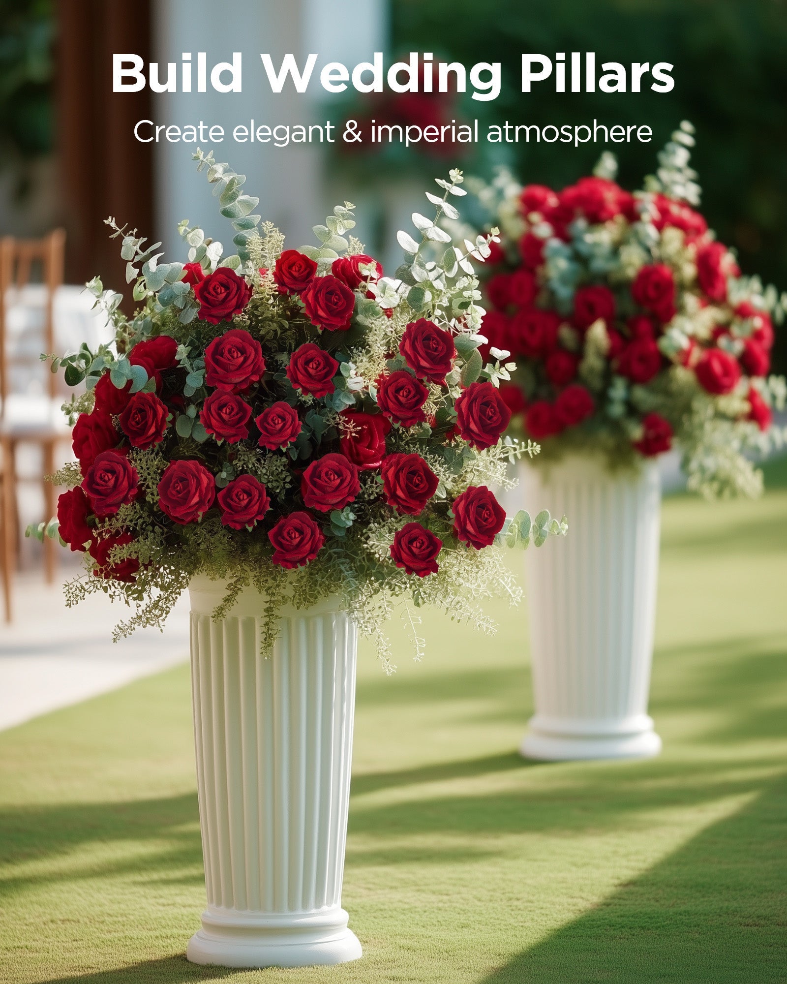 InnoGear 50 Pcs Red Roses Artificial Flowers, Fake Velvet Silk Rose Bulk Faux Flower for Decoration DIY Wedding Centerpieces Proposal Bridal Bouquets Shower Party Home Floral Decor (50, Red)
